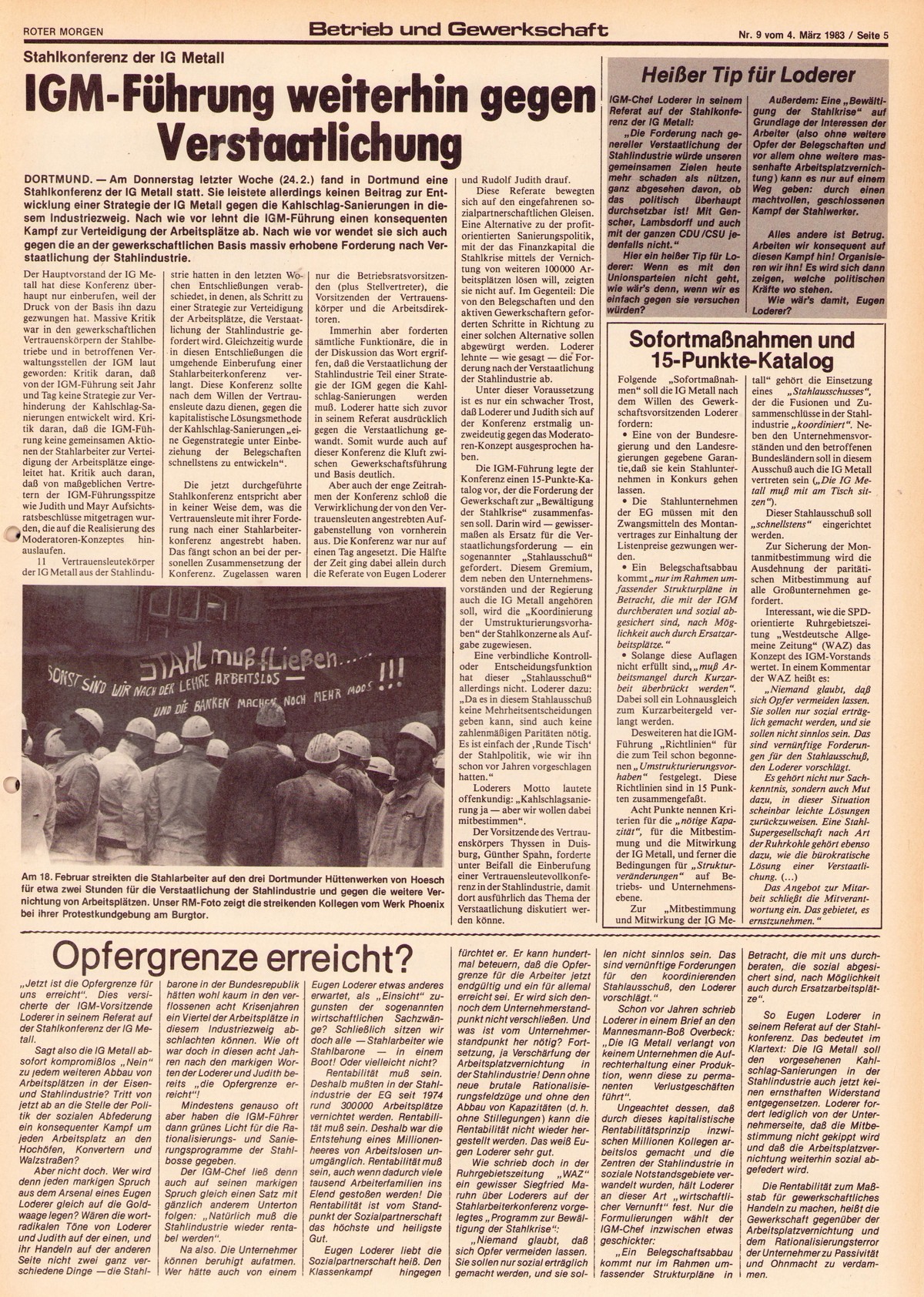 Roter Morgen, 17. Jg., 4. März  1983, Nr. 9, Seite 5