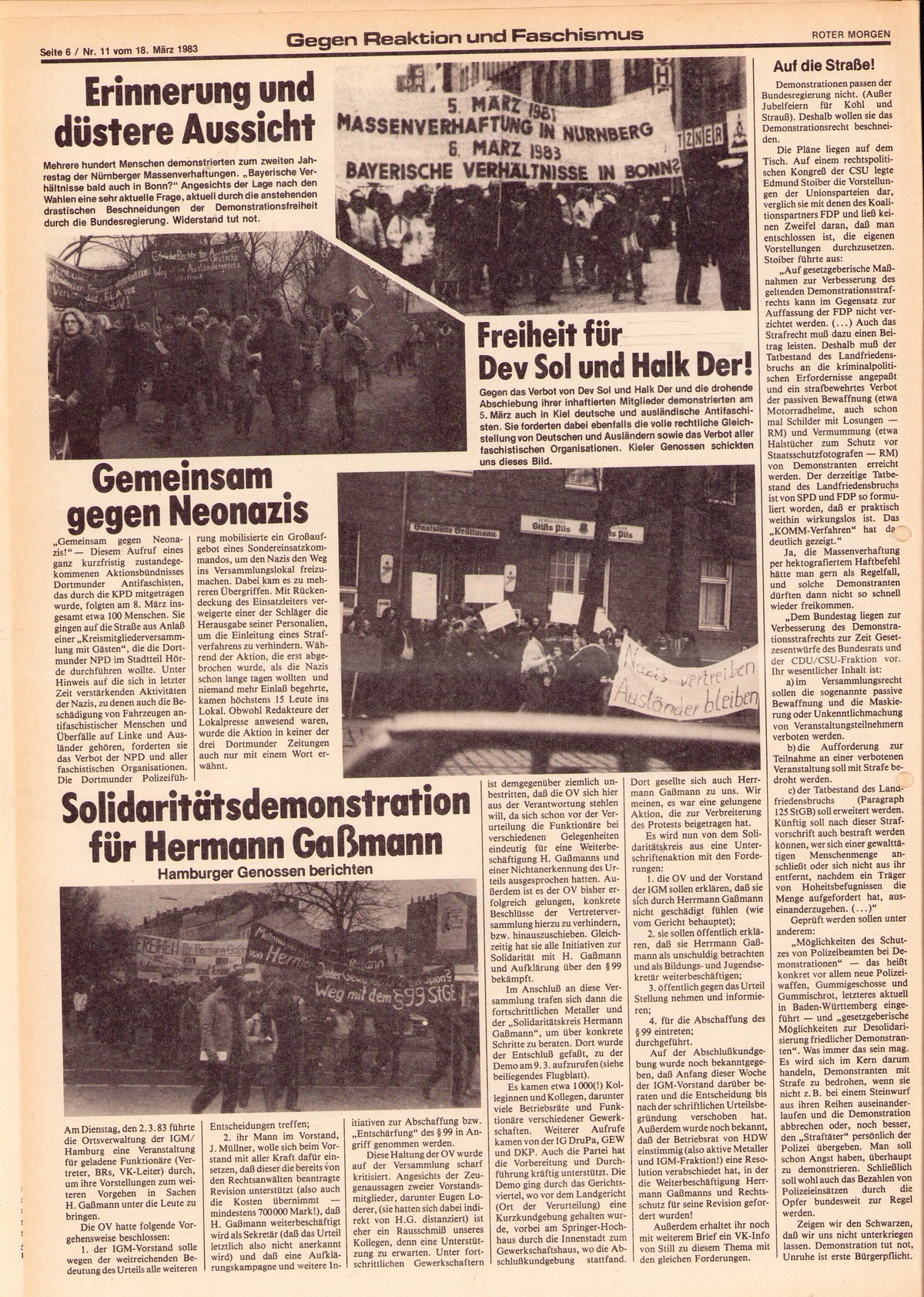 Roter Morgen, 17. Jg., 18. März  1983, Nr. 11, Seite 6
