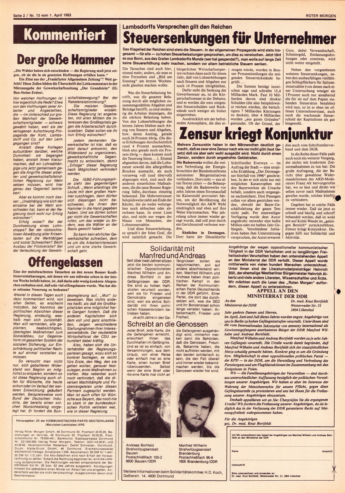 Roter Morgen, 17. Jg., 1. April  1983, Nr. 13, Seite 2