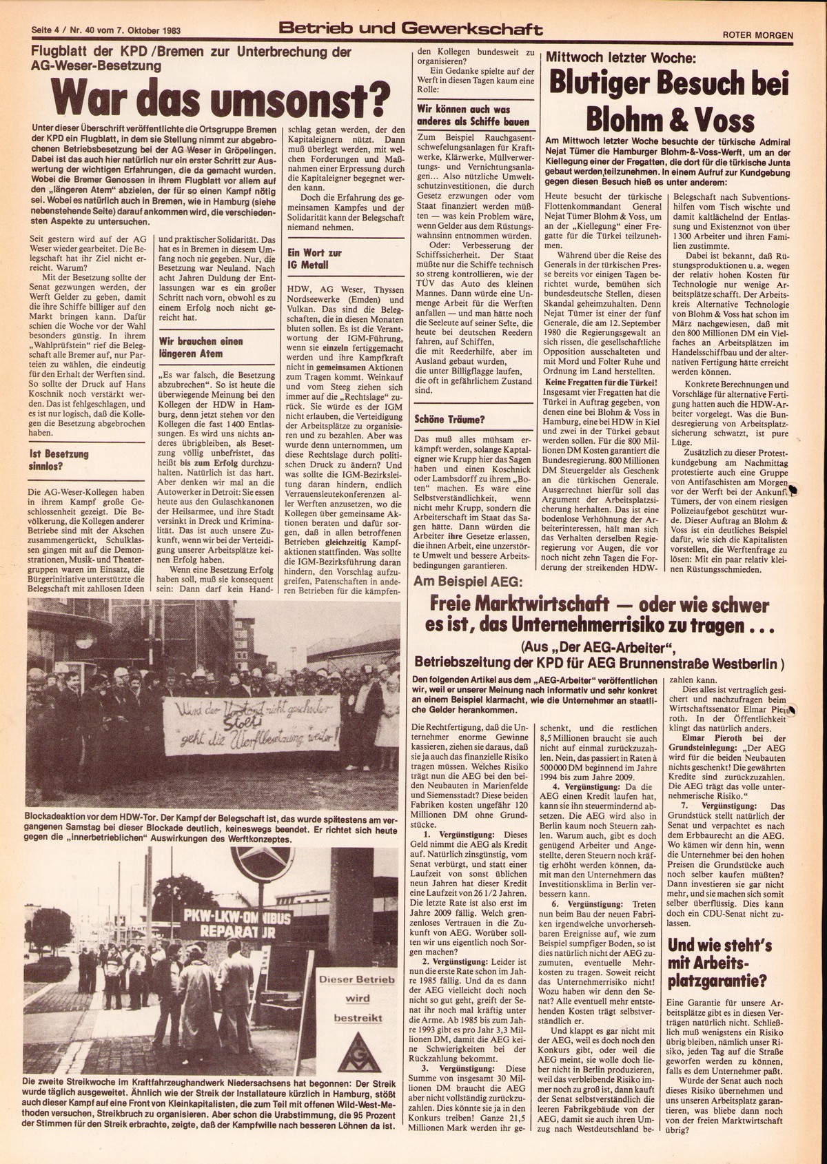 Roter Morgen, 17. Jg., 7. Oktober 1983, Nr. 40, Seite 4