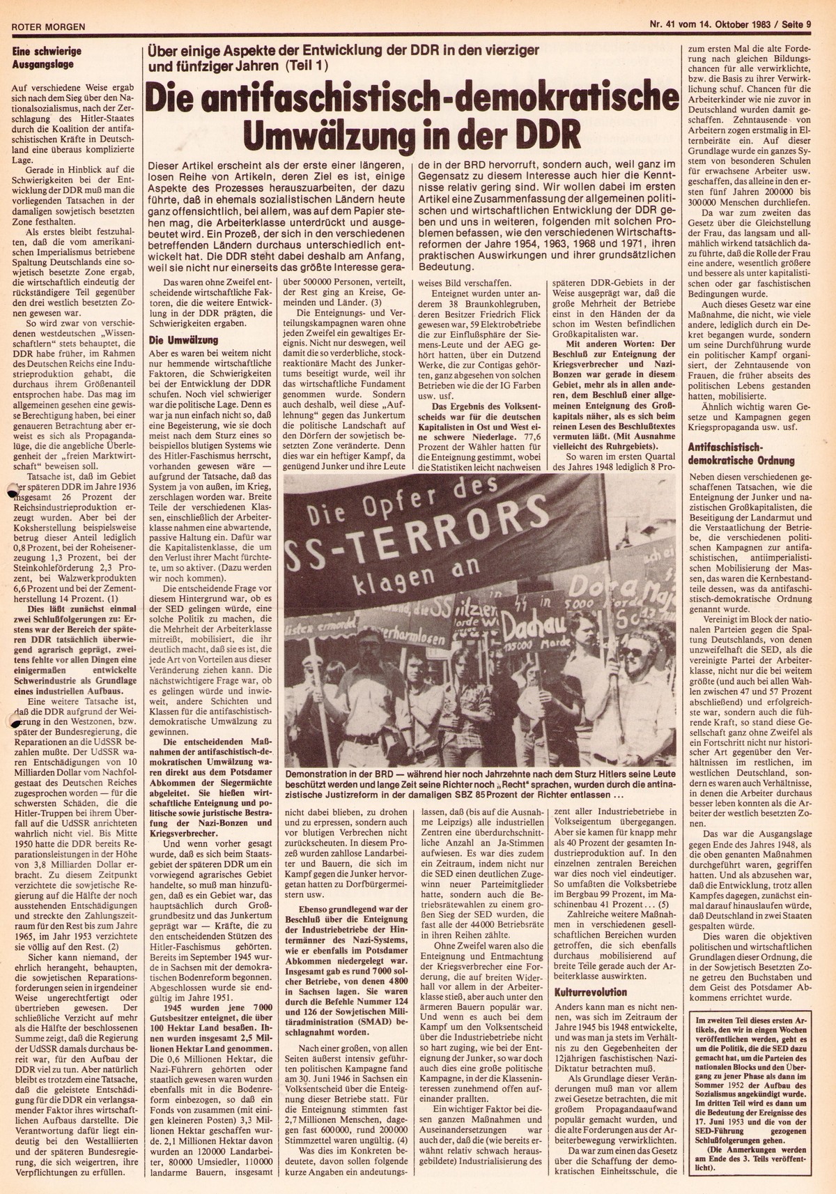 Roter Morgen, 17. Jg., 14. Oktober 1983, Nr. 41, Seite 9