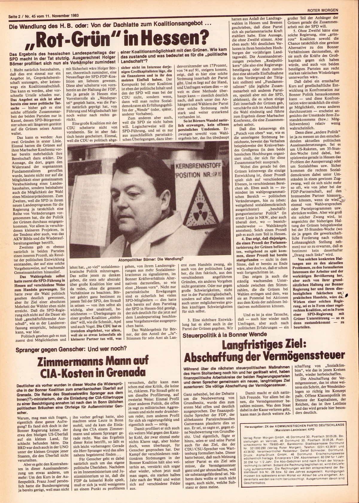 Roter Morgen, 17. Jg., 11. November 1983, Nr. 45, Seite 2