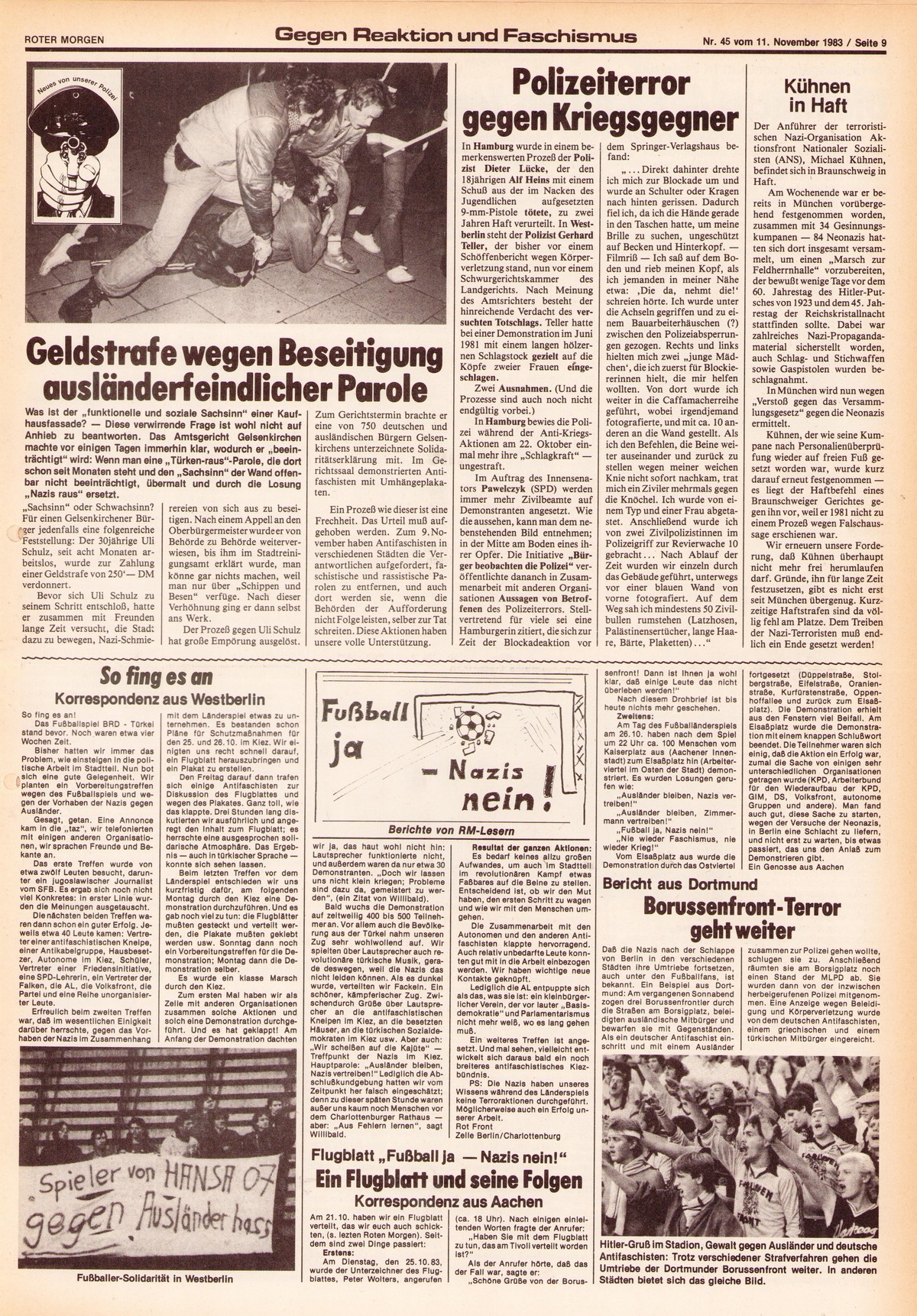Roter Morgen, 17. Jg., 11. November 1983, Nr. 45, Seite 9