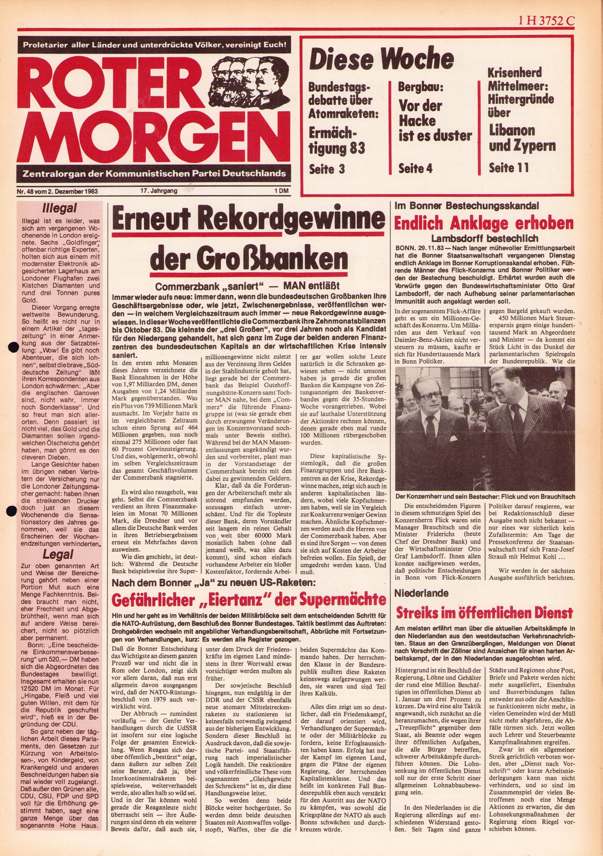 Roter Morgen, 17. Jg., 2. Dezember 1983, Nr. 48, Seite 1
