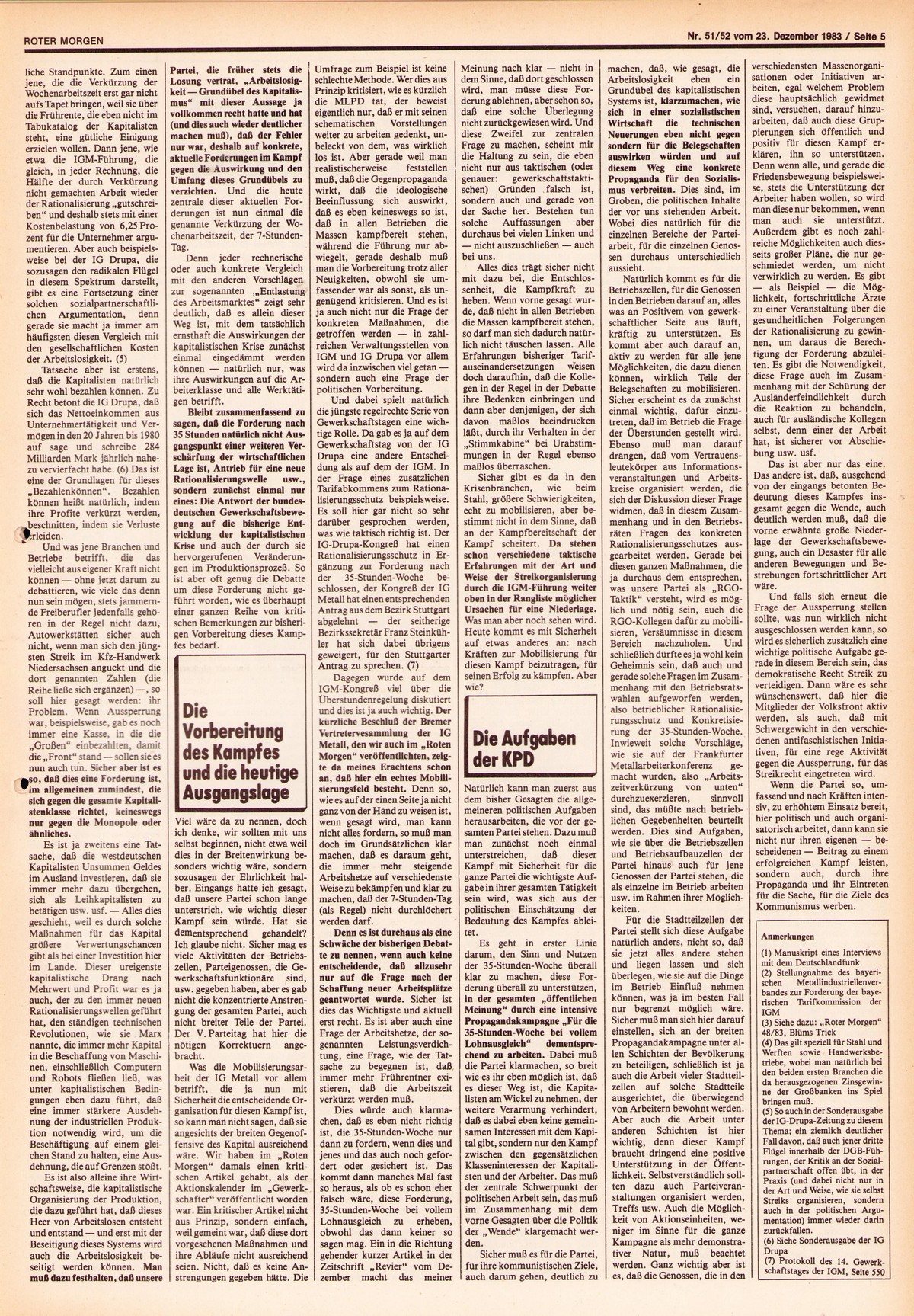 Roter Morgen, 17. Jg., 23. Dezember 1983, Nr. 51/52, Seite 5