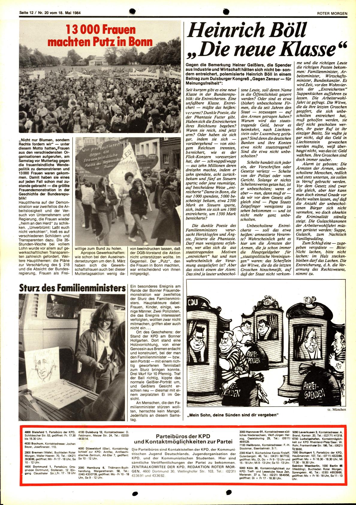 Roter Morgen, 18. Jg., 18. Mai 1984, Nr. 20, Seite 12