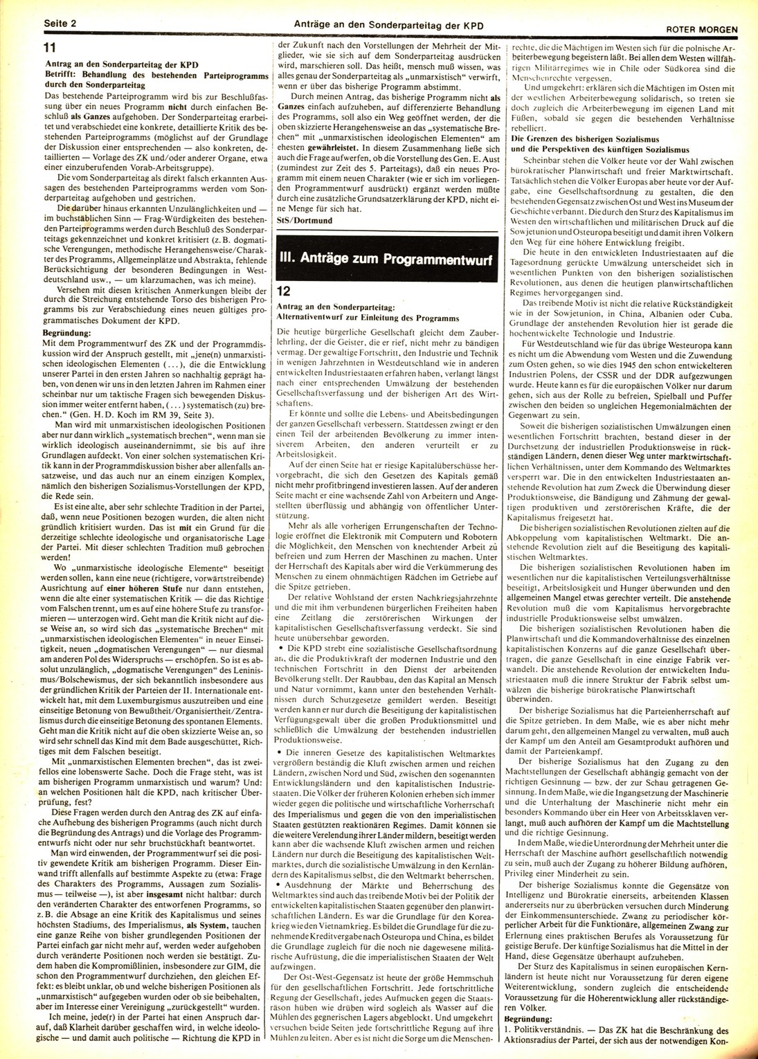 Roter Morgen, 19. Jg., 11. Oktober 1985, Nr. 41, Sonderbeilage, Seite 2