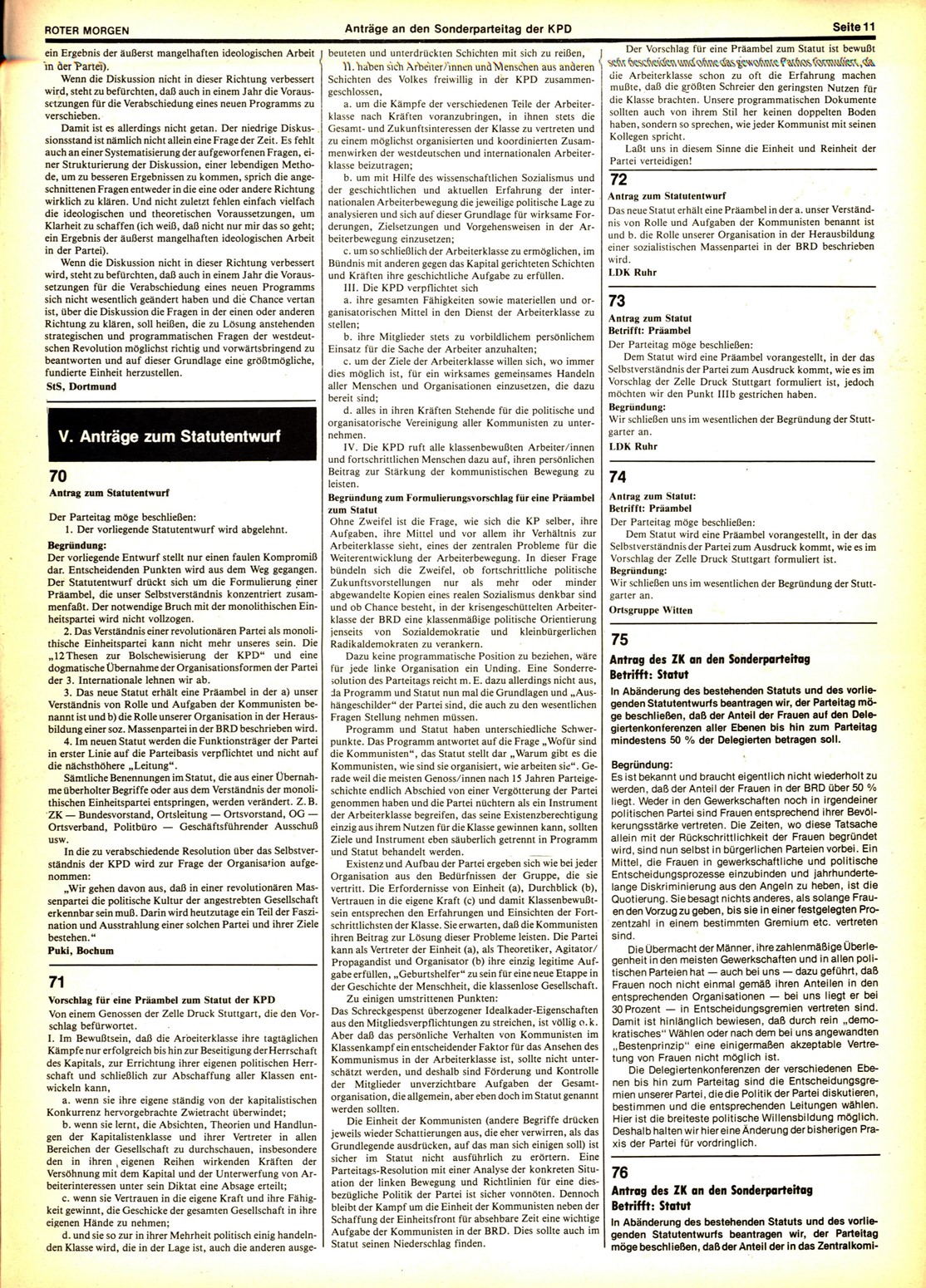 Roter Morgen, 19. Jg., 11. Oktober 1985, Nr. 41, Sonderbeilage, Seite 11