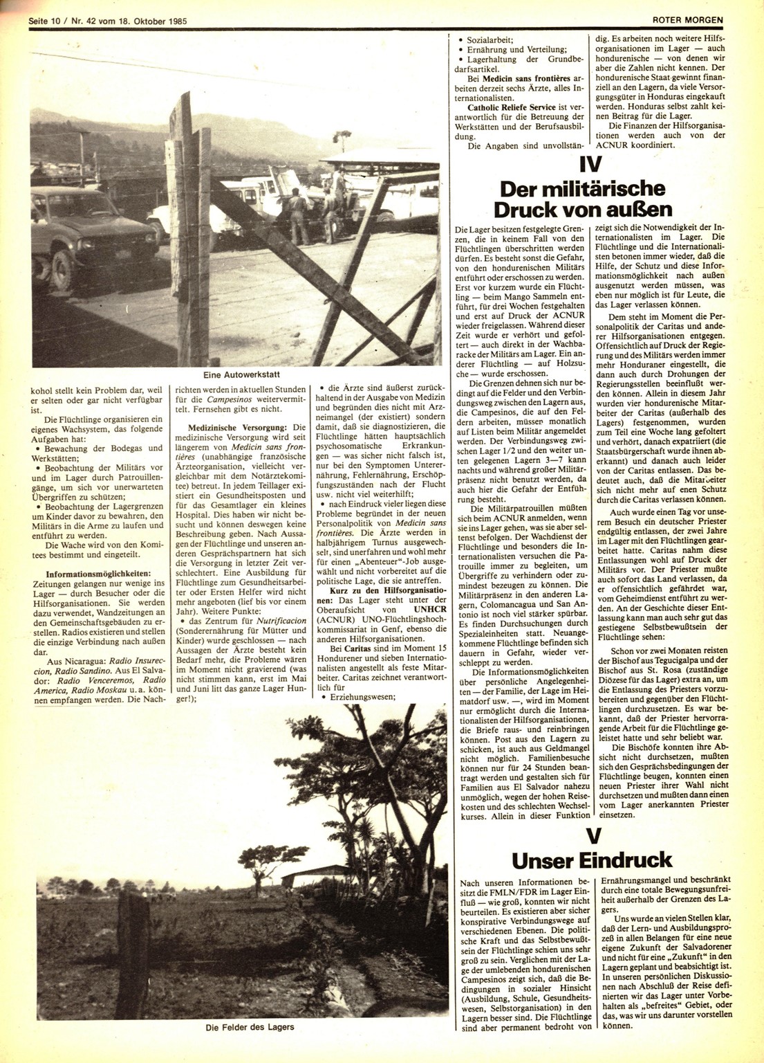 Roter Morgen, 19. Jg., 18. Oktober 1985, Nr. 42, Seite 10