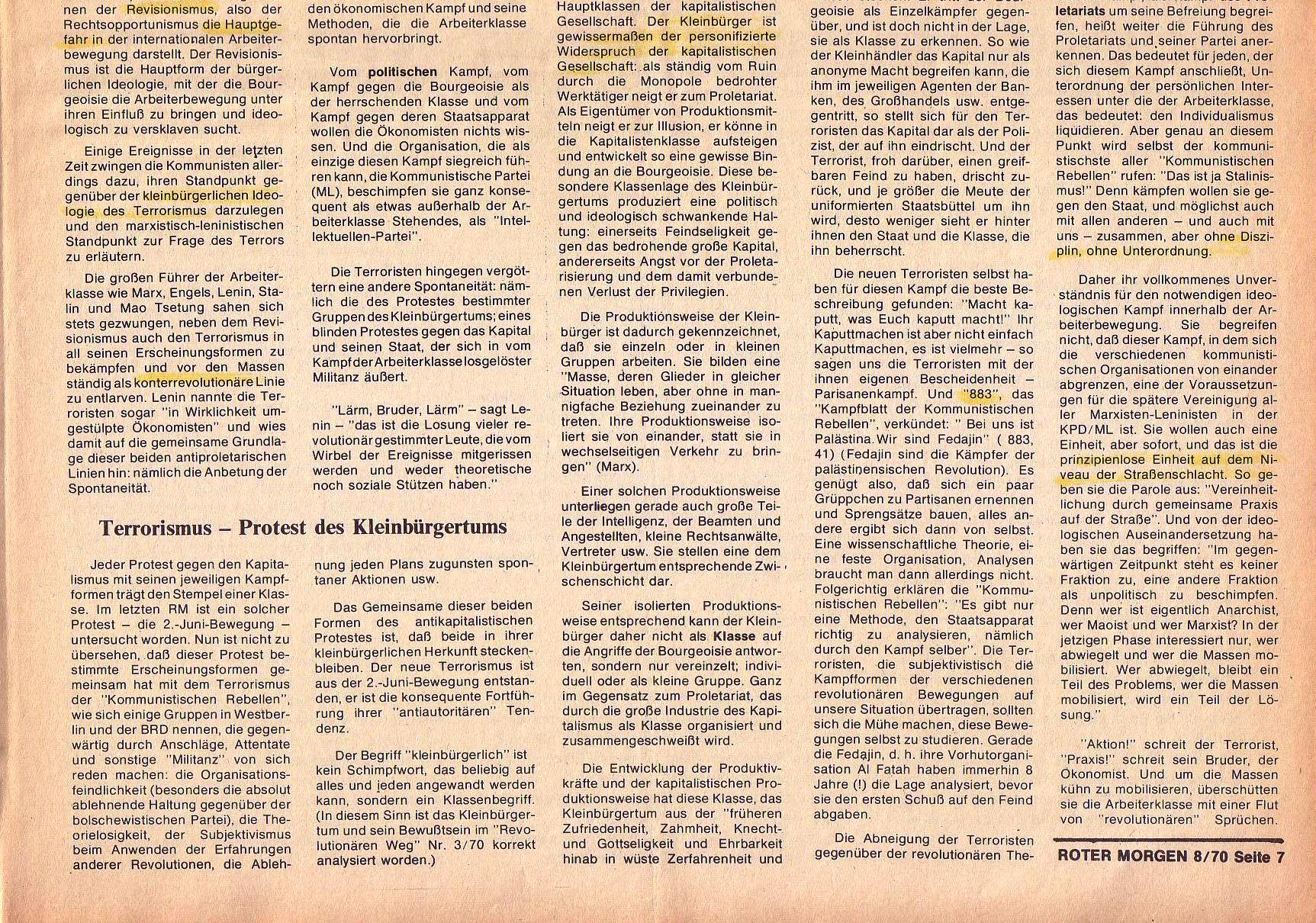 Roter Morgen, 4. Jg., September 1970, Nr. 8, Seite 7b