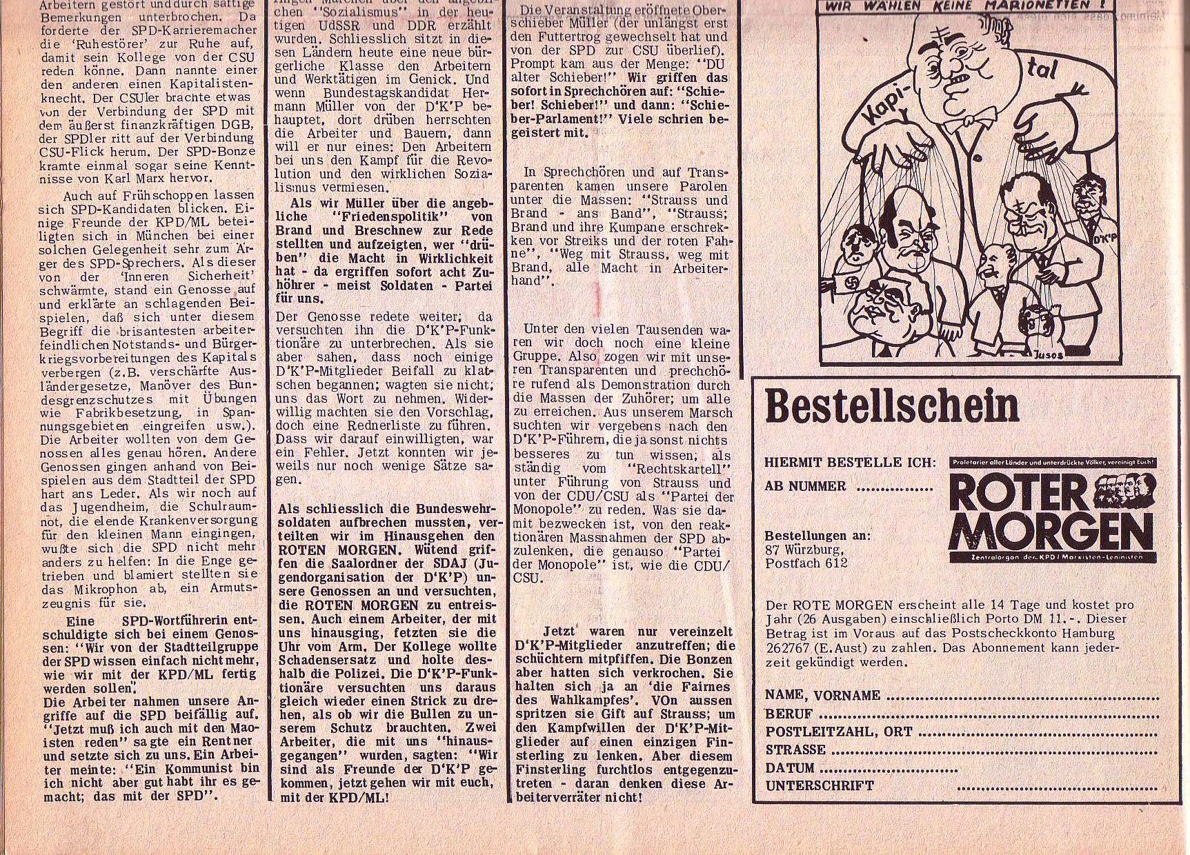 Roter Morgen, 6. Jg., 20. November 1972, Nr. 23, Seite 8b