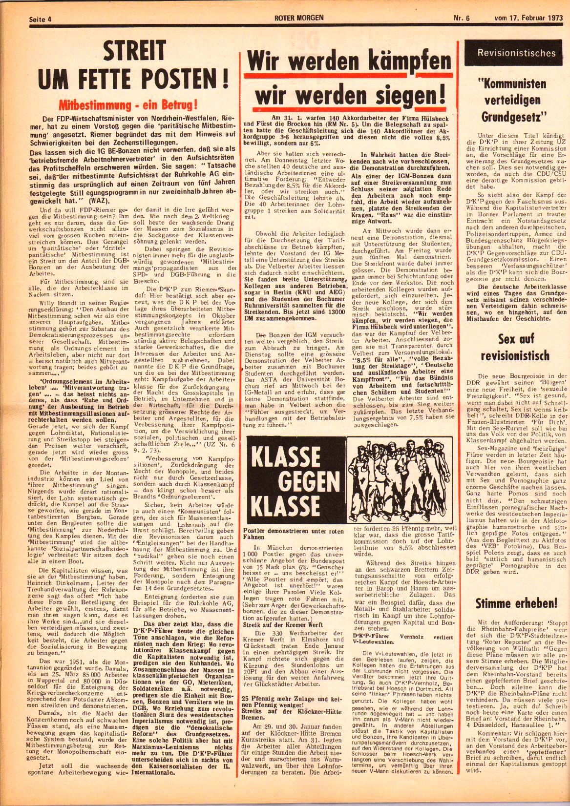 Roter Morgen, 7. Jg., 17. Februar 1973, Nr. 6, Seite 4