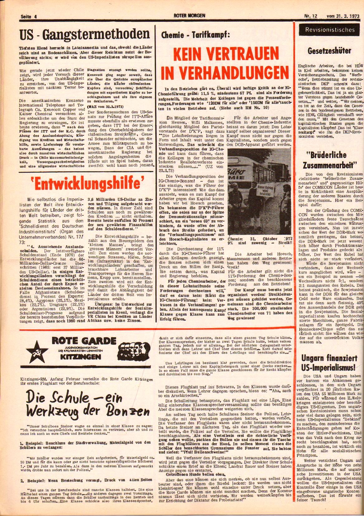 Roter Morgen, 7. Jg., 31. März 1973, Nr. 12, Seite 4