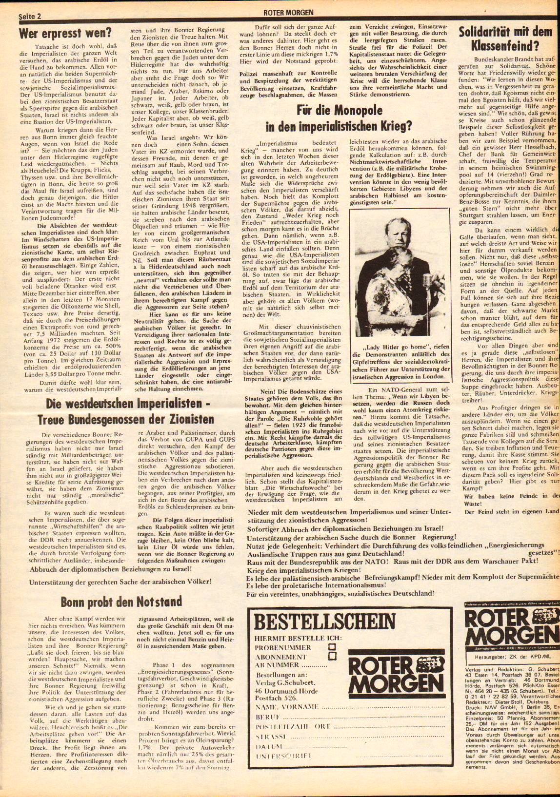 Roter Morgen, 7. Jg., November 1973, Extrablatt, Seite 2