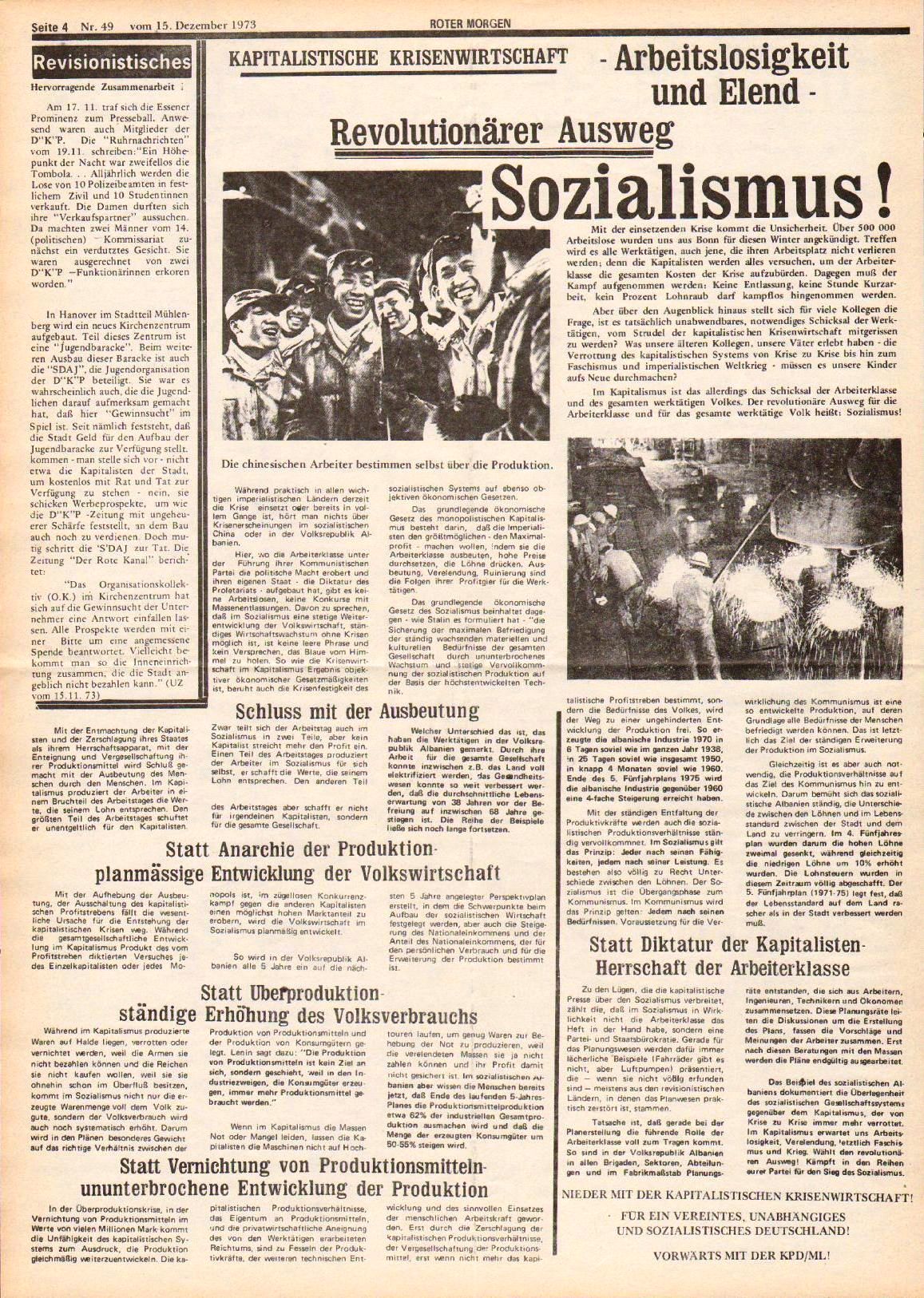 Roter Morgen, 7. Jg., 15. Dezember 1973, Nr. 49, Seite 4