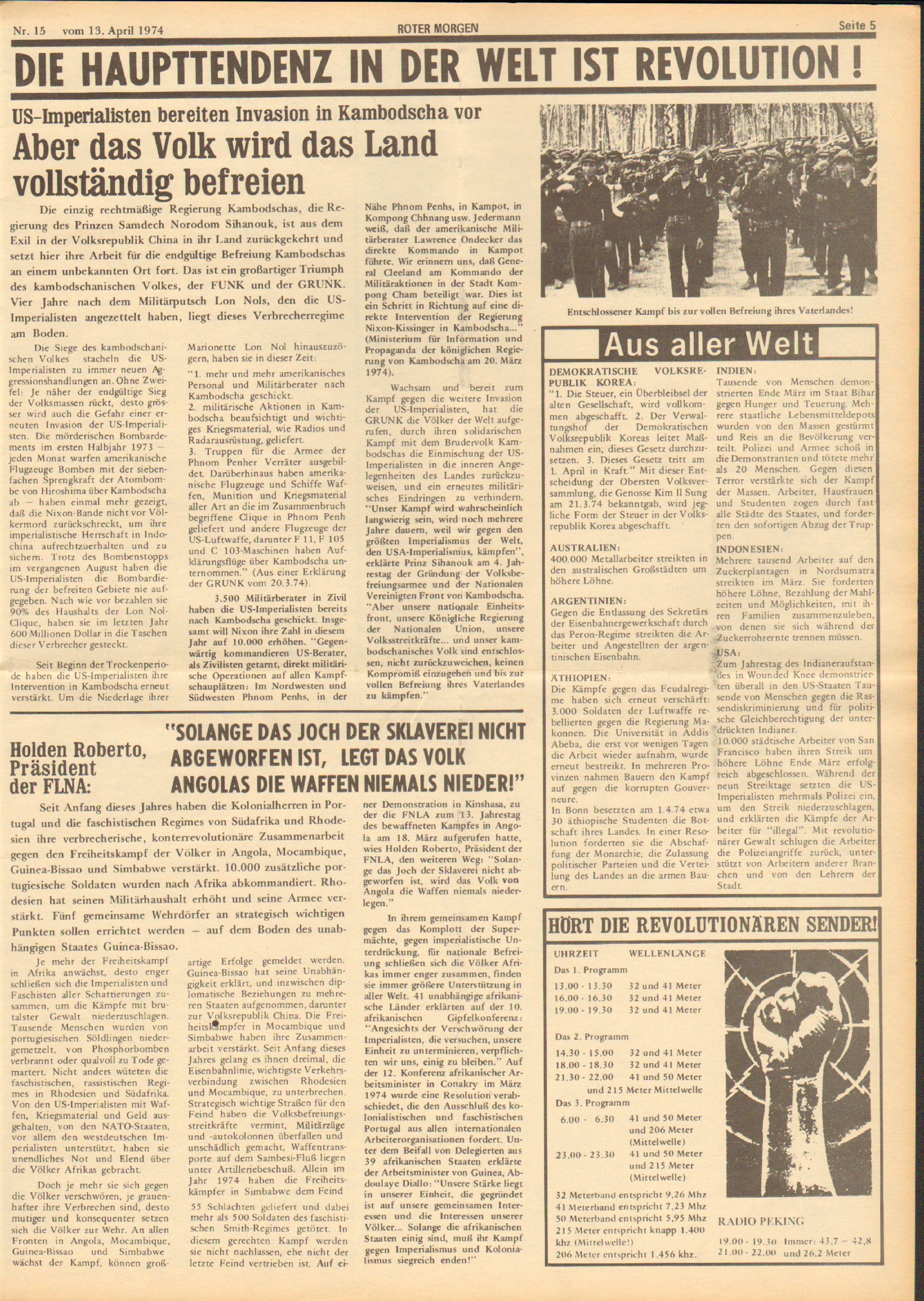 Roter Morgen, 8. Jg., 13. April 1974, Nr. 15, Seite 5