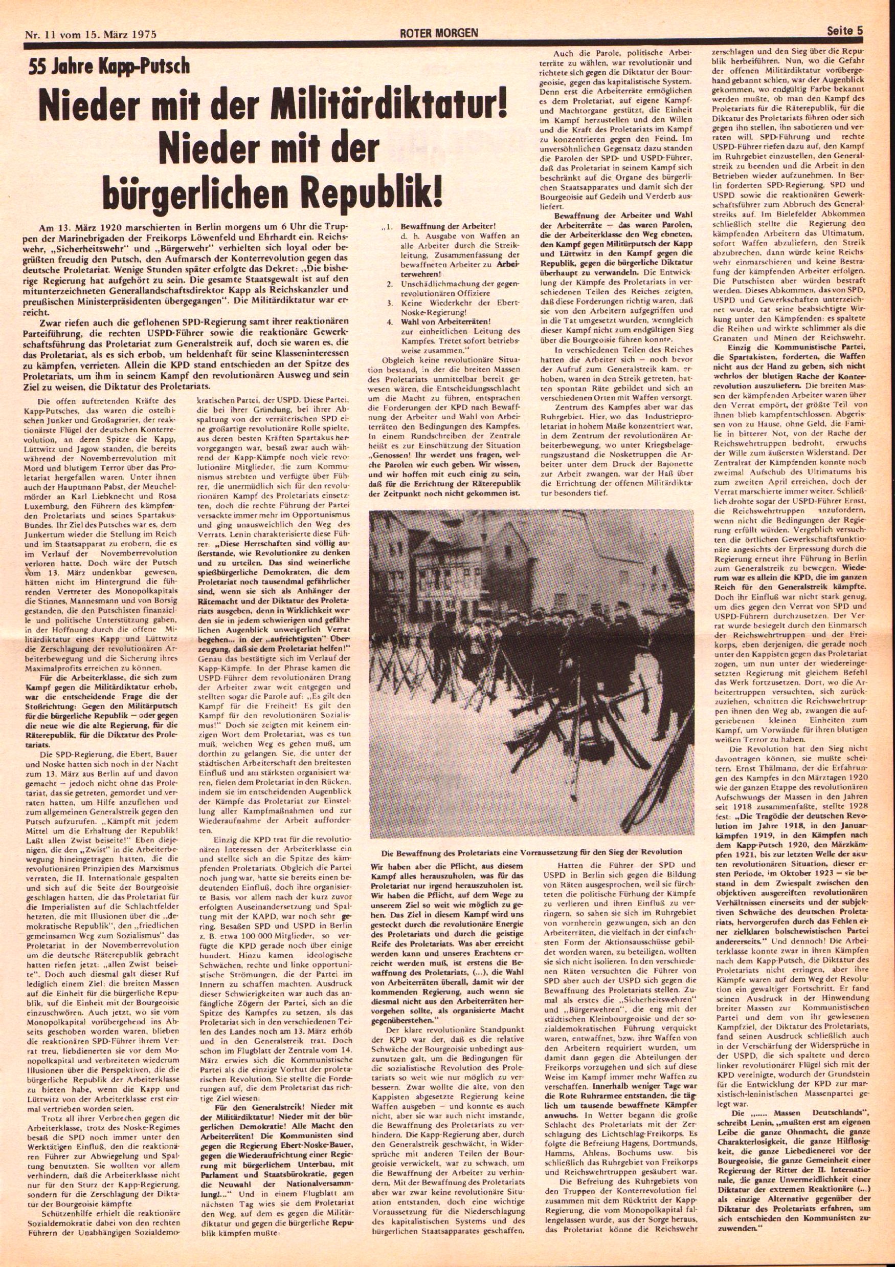Roter Morgen, 9. Jg., 15. März 1975, Nr. 11, Seite 5