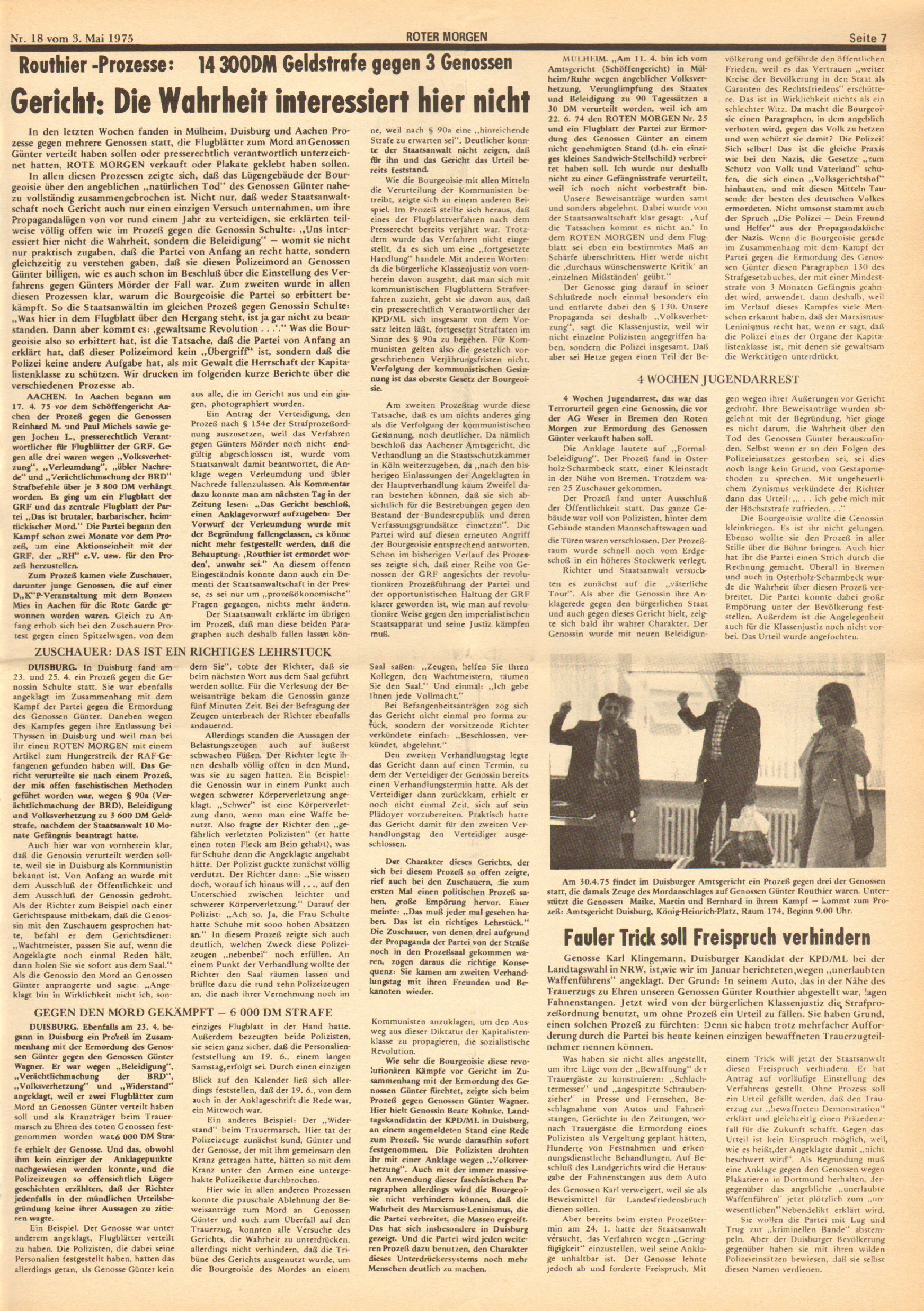 Roter Morgen, 9. Jg., 3. Mai 1975, Nr. 18, Seite 7