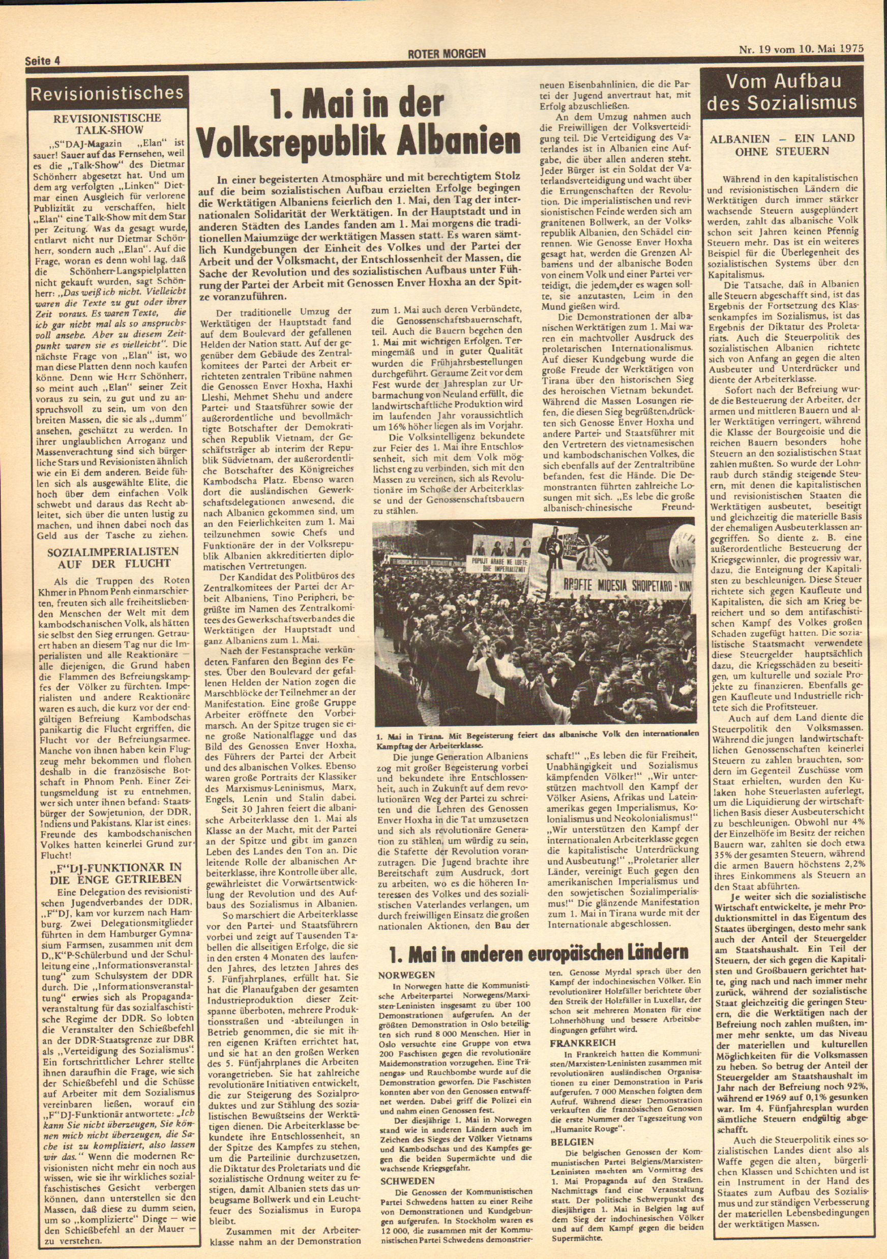 Roter Morgen, 9. Jg., 10. Mai 1975, Nr. 19, Seite 4