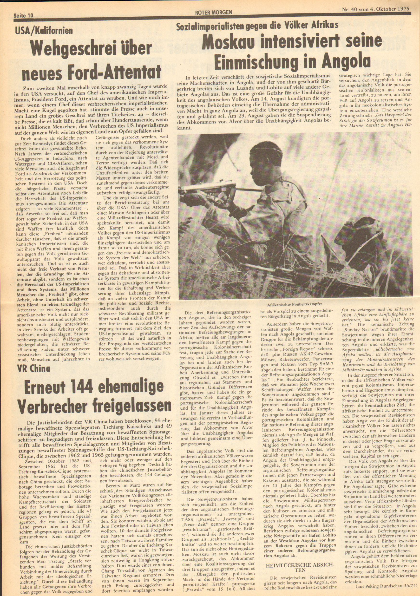 Roter Morgen, 9. Jg., 4. Oktober 1975, Nr. 40, Seite 10
