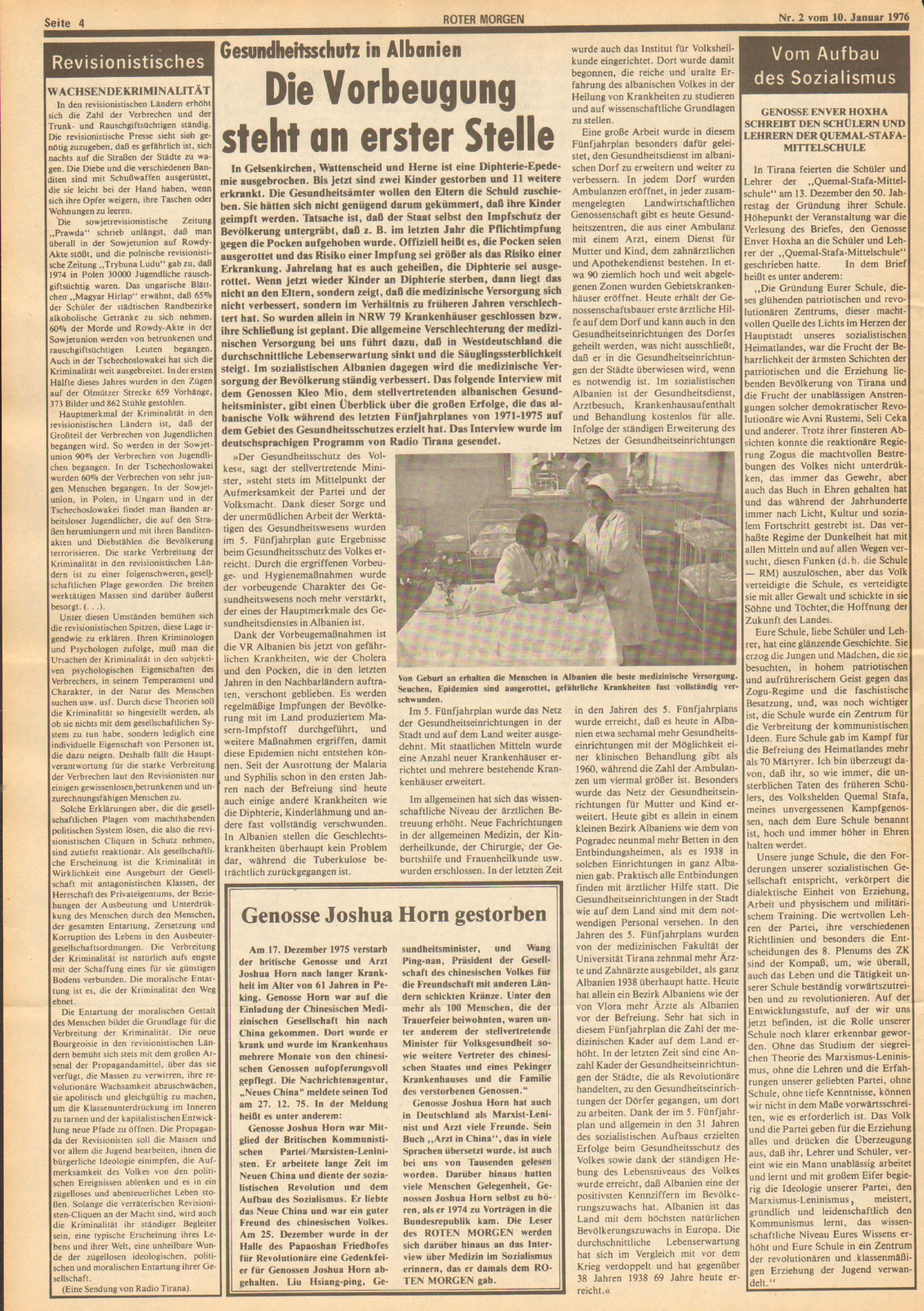 Roter Morgen, 10. Jg., 10. Januar 1976, Nr. 2, Seite 4