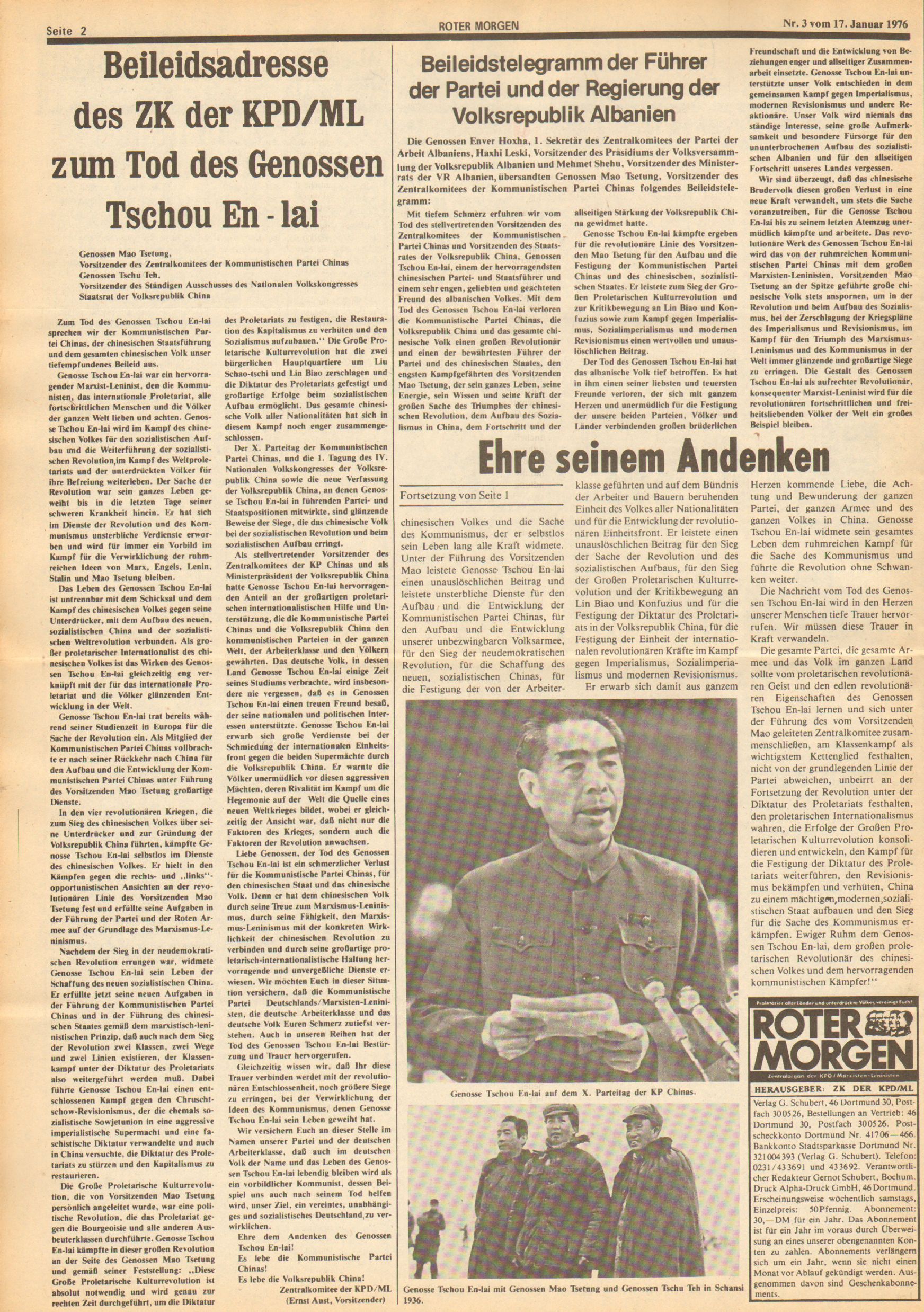 Roter Morgen, 10. Jg., 17. Januar 1976, Nr. 3, Seite 2