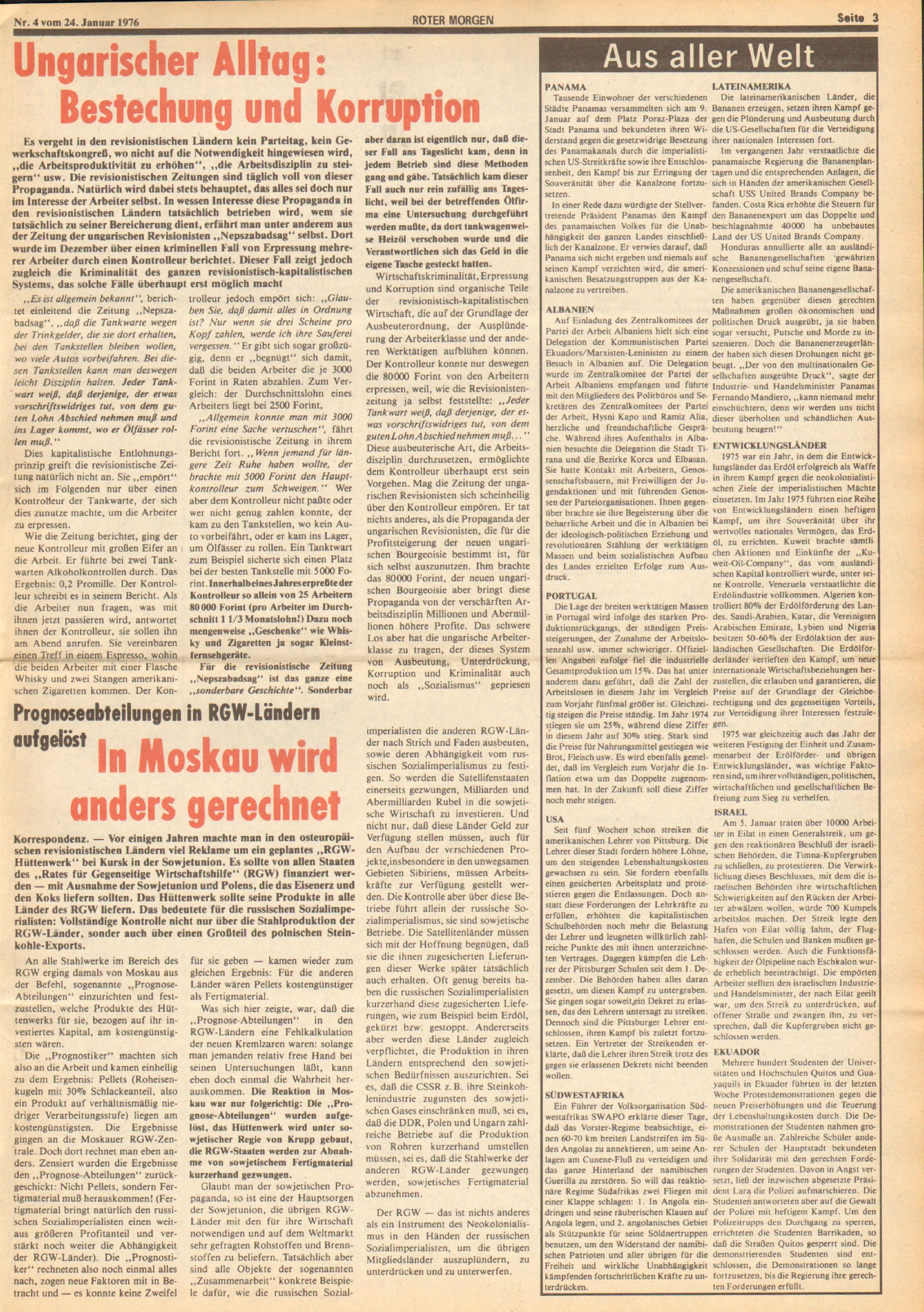 Roter Morgen, 10. Jg., 24. Januar 1976, Nr. 4, Seite 3