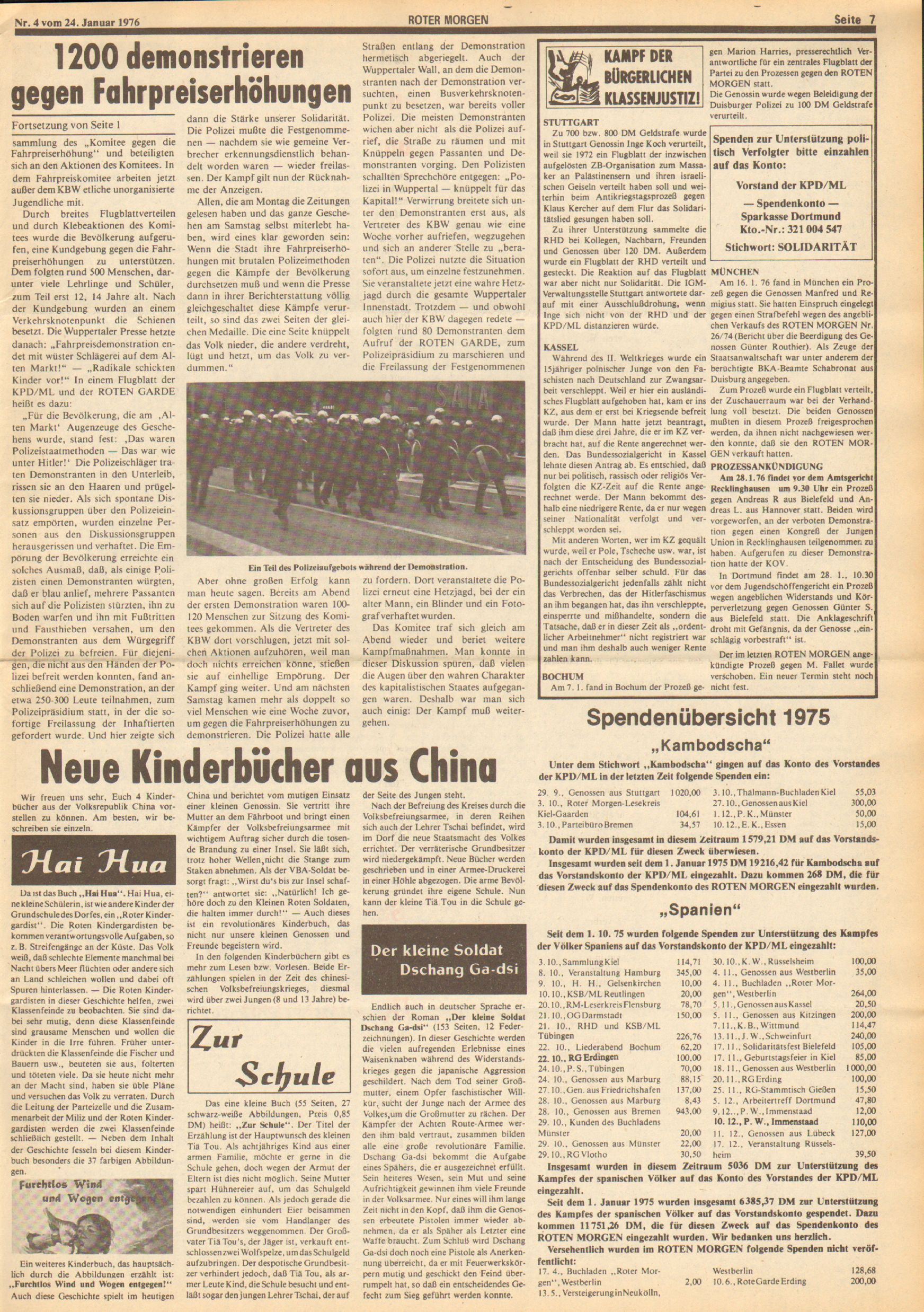 Roter Morgen, 10. Jg., 24. Januar 1976, Nr. 4, Seite 7