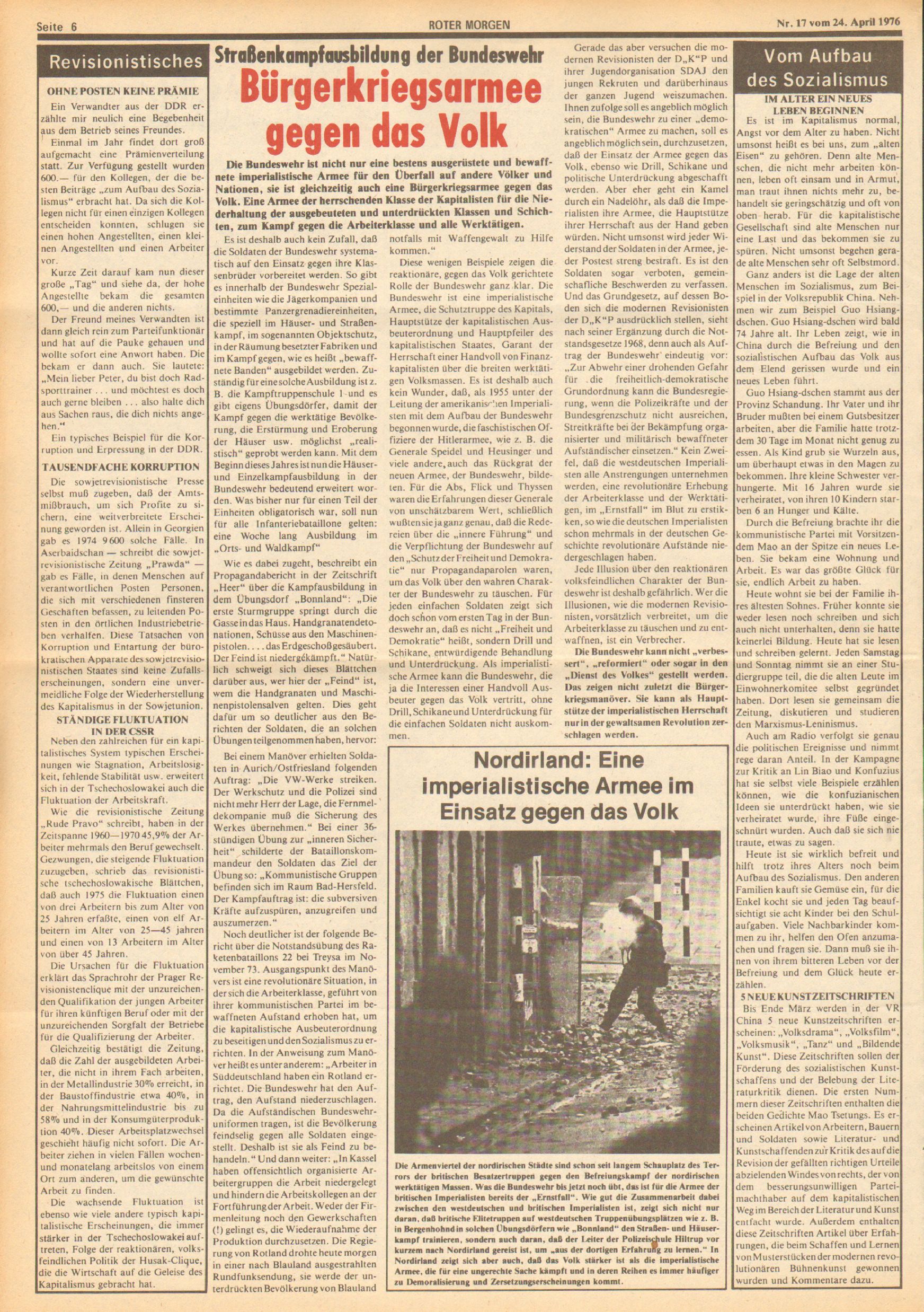 Roter Morgen, 10. Jg., 24. April 1976, Nr. 17, Seite 6