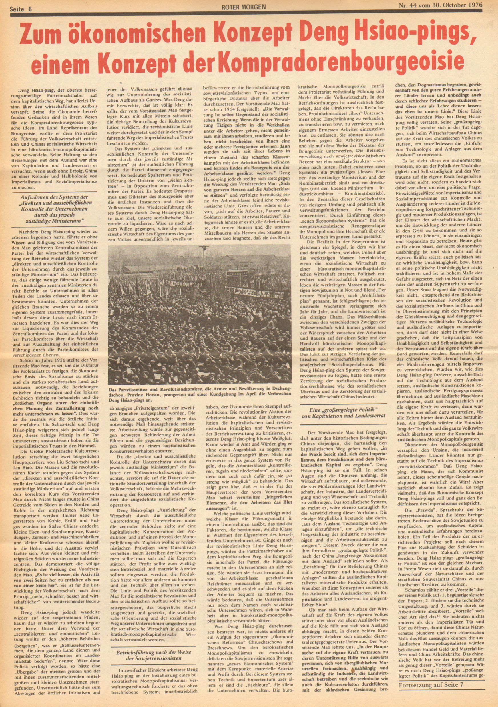 Roter Morgen, 10. Jg., 30. Oktober 1976, Nr. 44, Seite 6