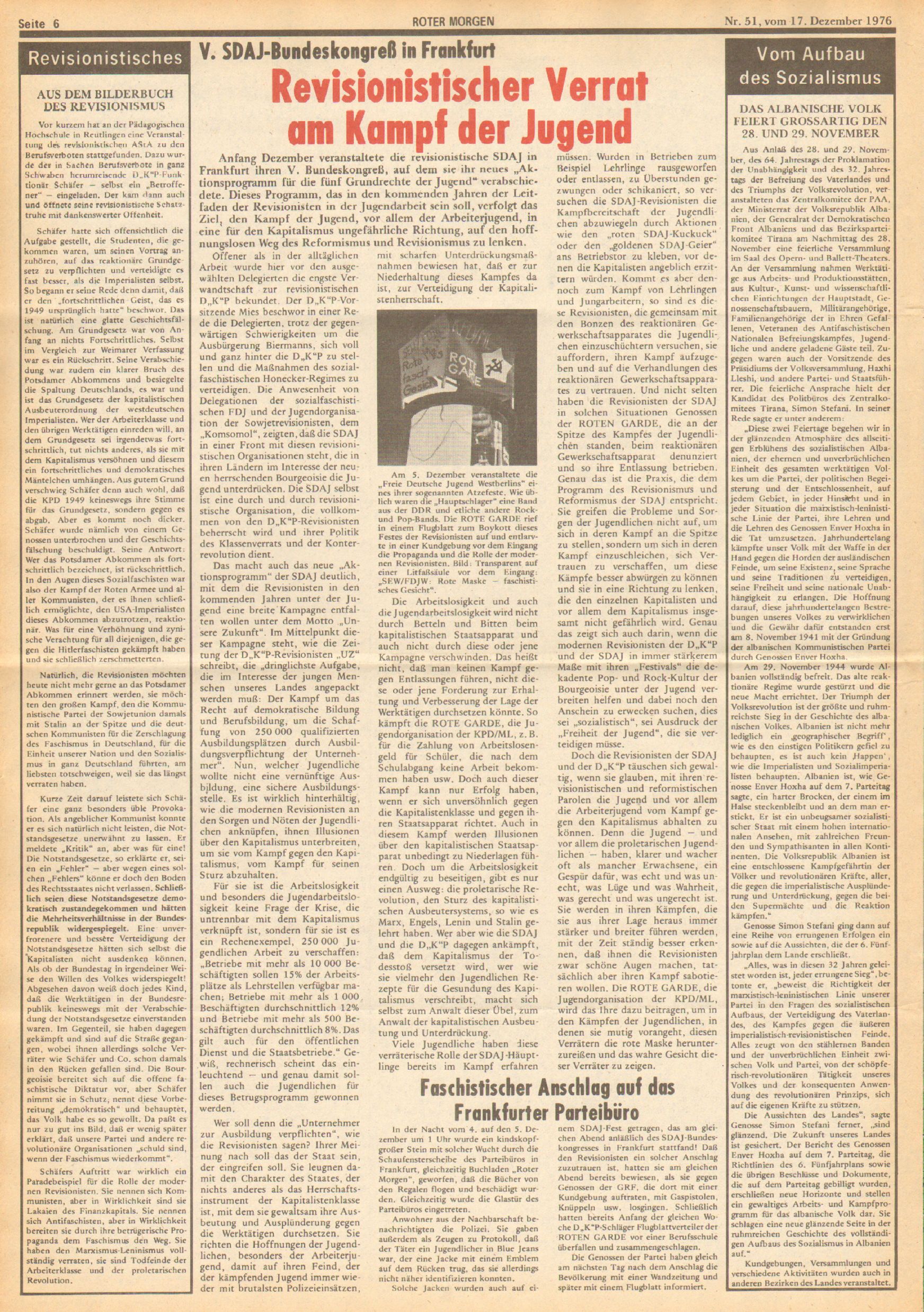 Roter Morgen, 10. Jg., 17. Dezember 1976, Nr. 51, Seite 6