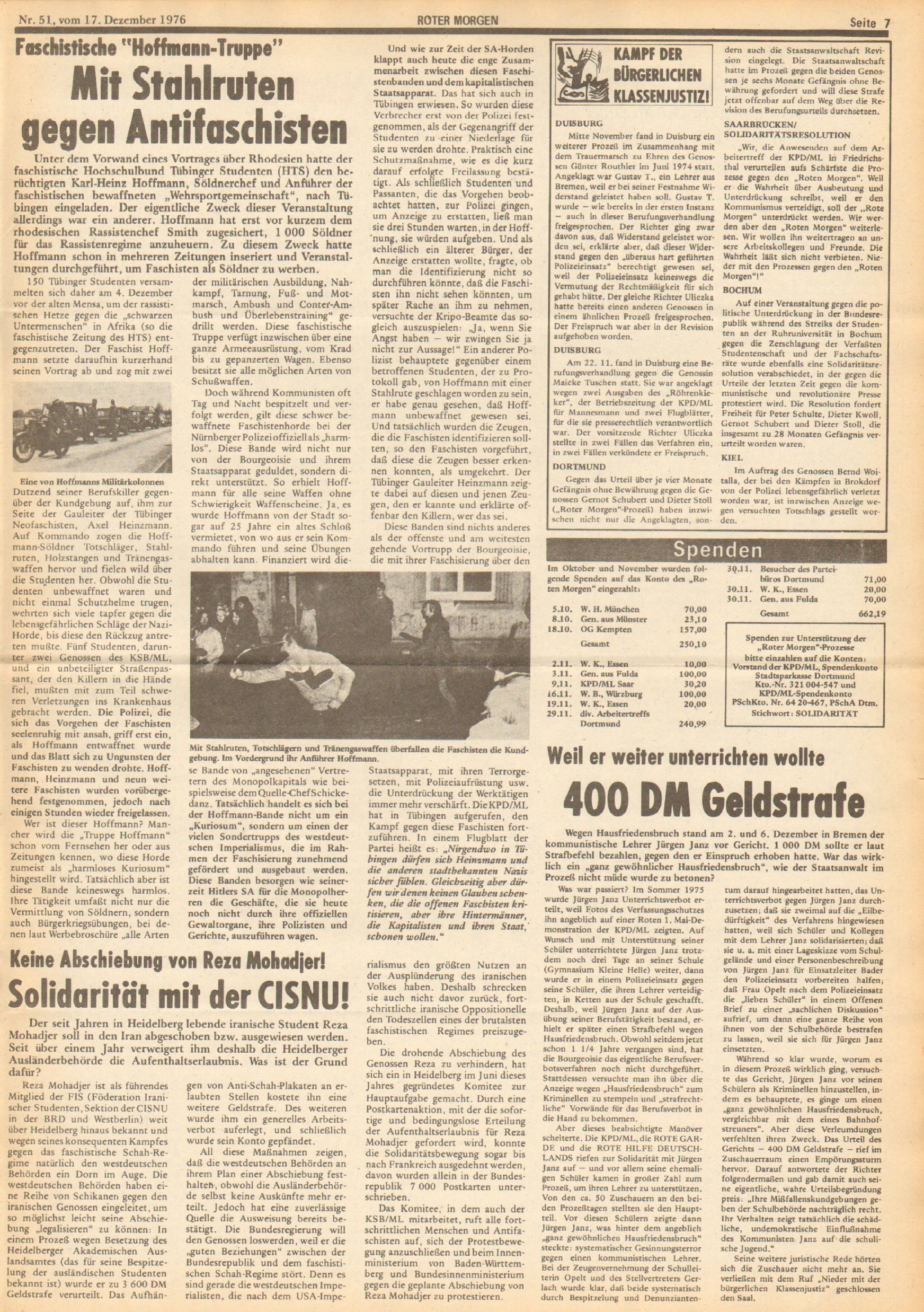 Roter Morgen, 10. Jg., 17. Dezember 1976, Nr. 51, Seite 7