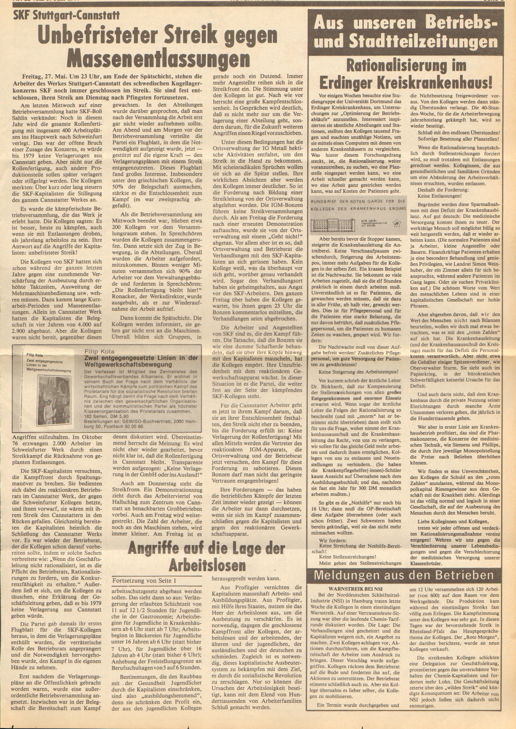 Roter Morgen, 11. Jg., 3. Juni 1977, Nr. 22, Seite 5