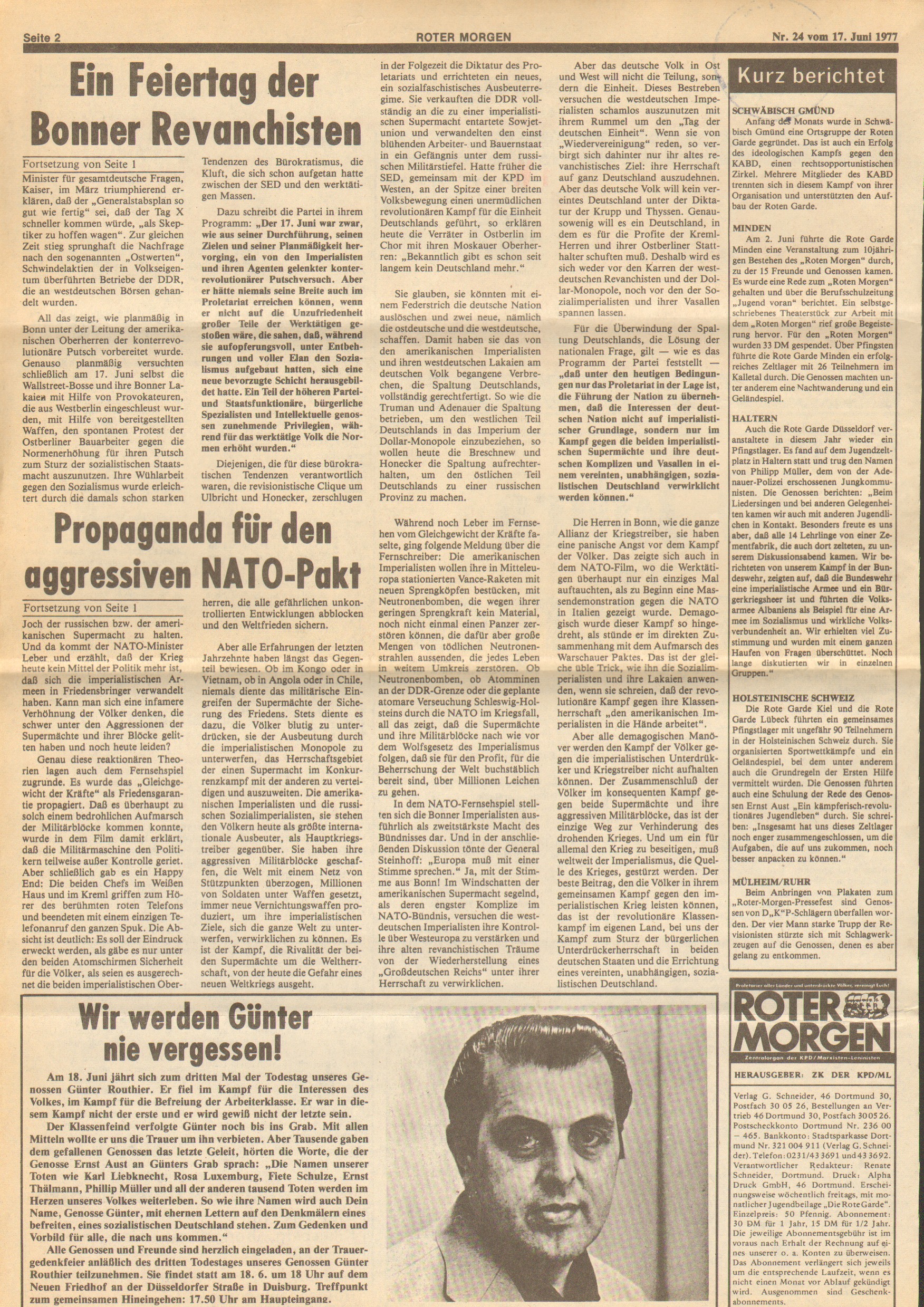 Roter Morgen, 11. Jg., 17. Juni 1977, Nr. 24, Seite 2