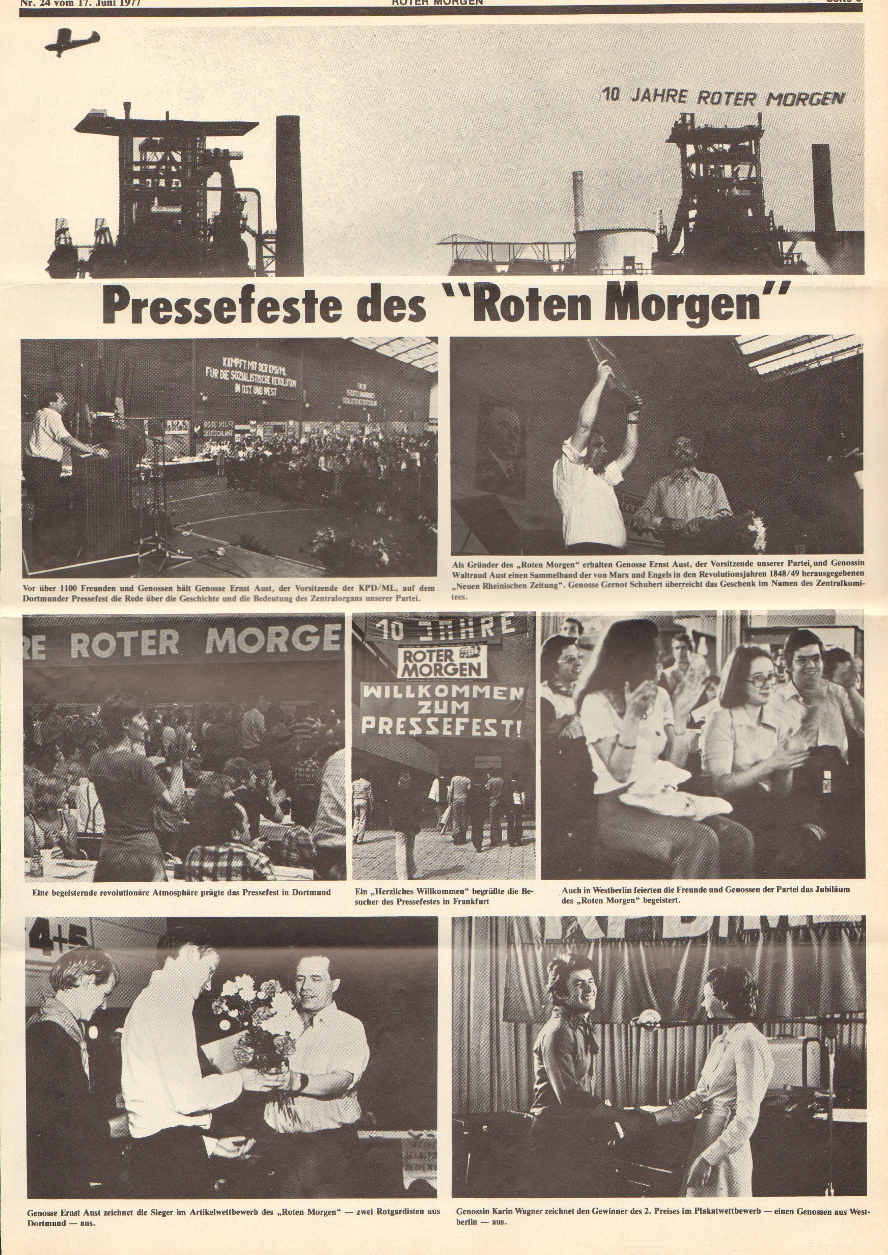 Roter Morgen, 11. Jg., 17. Juni 1977, Beilage: Zum Kommumique, Seite 1