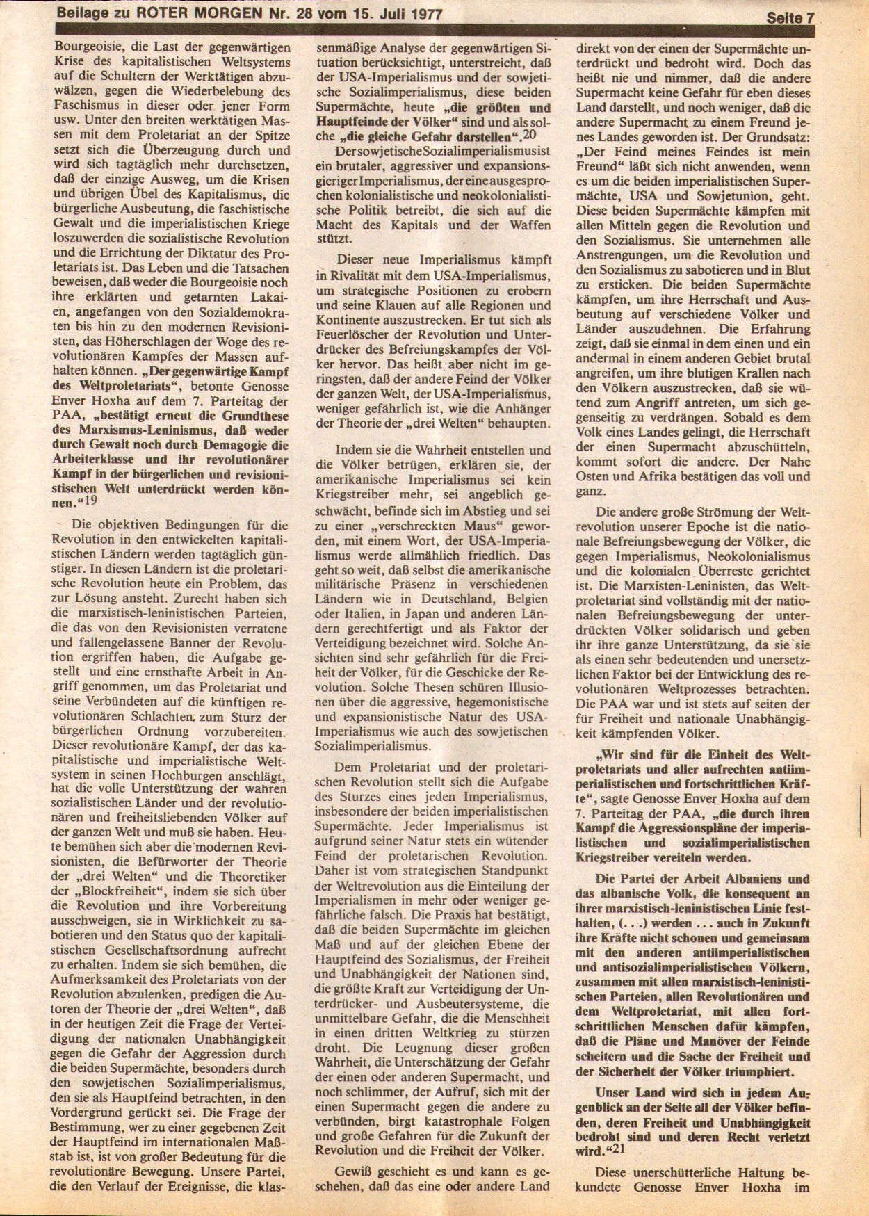 Roter Morgen, 11. Jg., 15. Juli 1977, Nr. 28, Beilage, Seite 7