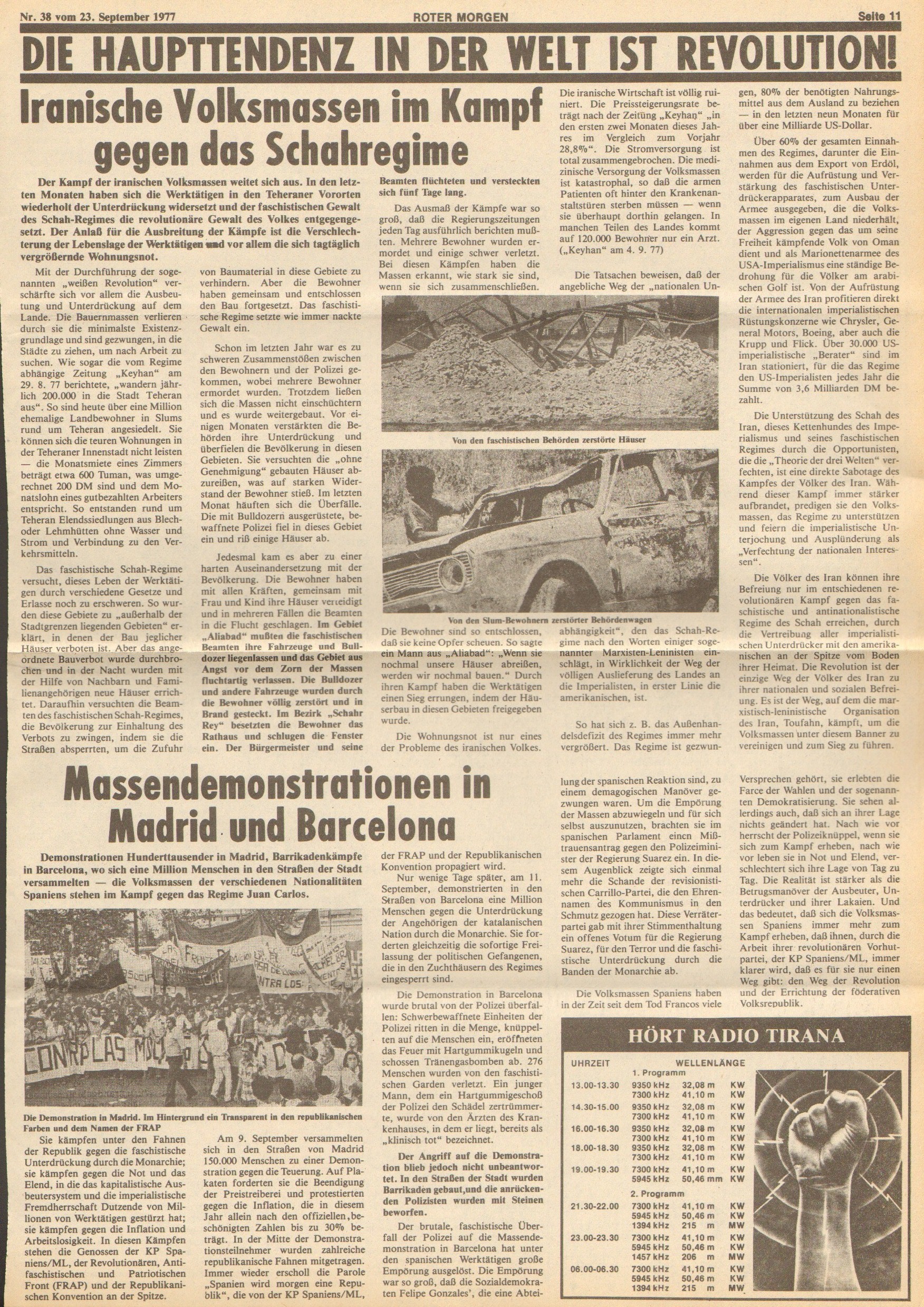 Roter Morgen, 11. Jg., 23. September 1977, Nr. 38, Seite 11