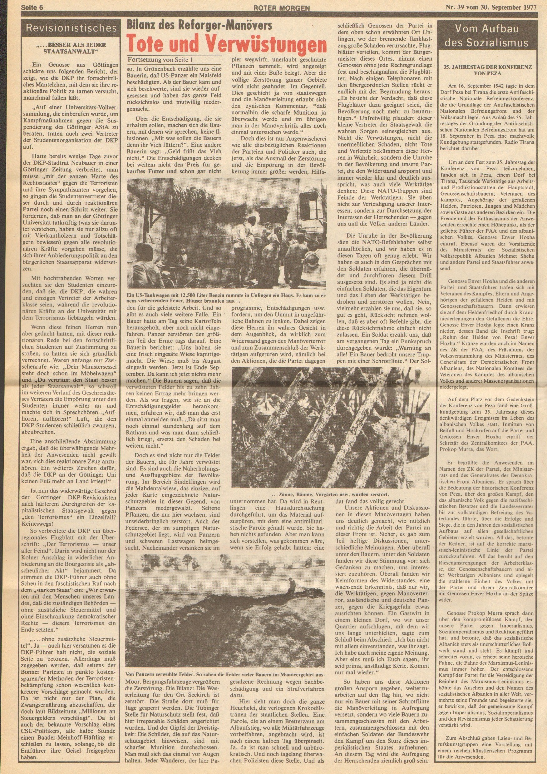 Roter Morgen, 11. Jg., 30. September 1977, Nr. 39, Seite 6