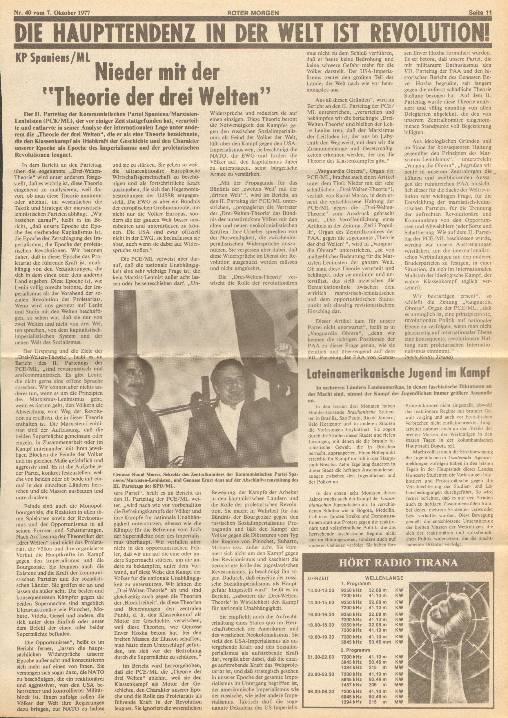Roter Morgen, 11. Jg., 7. Oktober 1977, Nr. 40, Seite 11