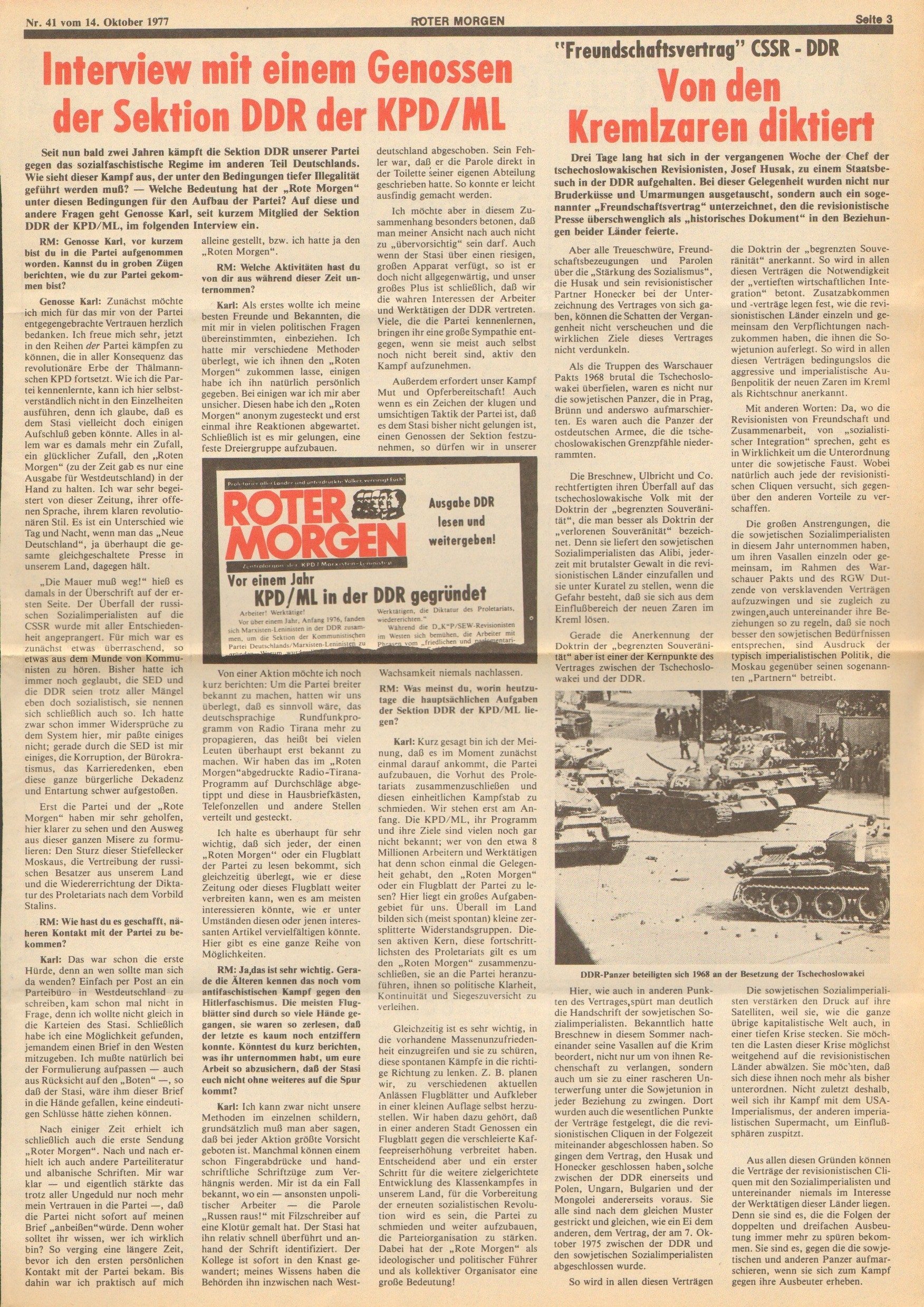 Roter Morgen, 11. Jg., 14. Oktober 1977, Nr. 41, Seite 3