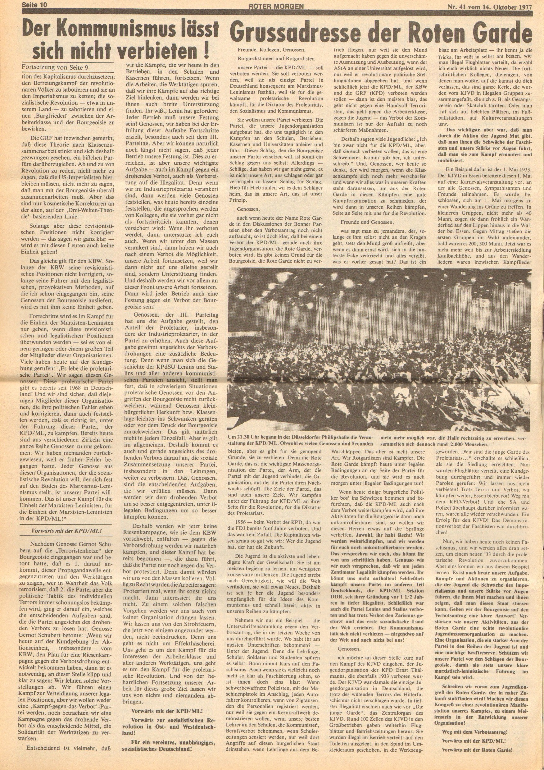 Roter Morgen, 11. Jg., 14. Oktober 1977, Nr. 41, Seite 10
