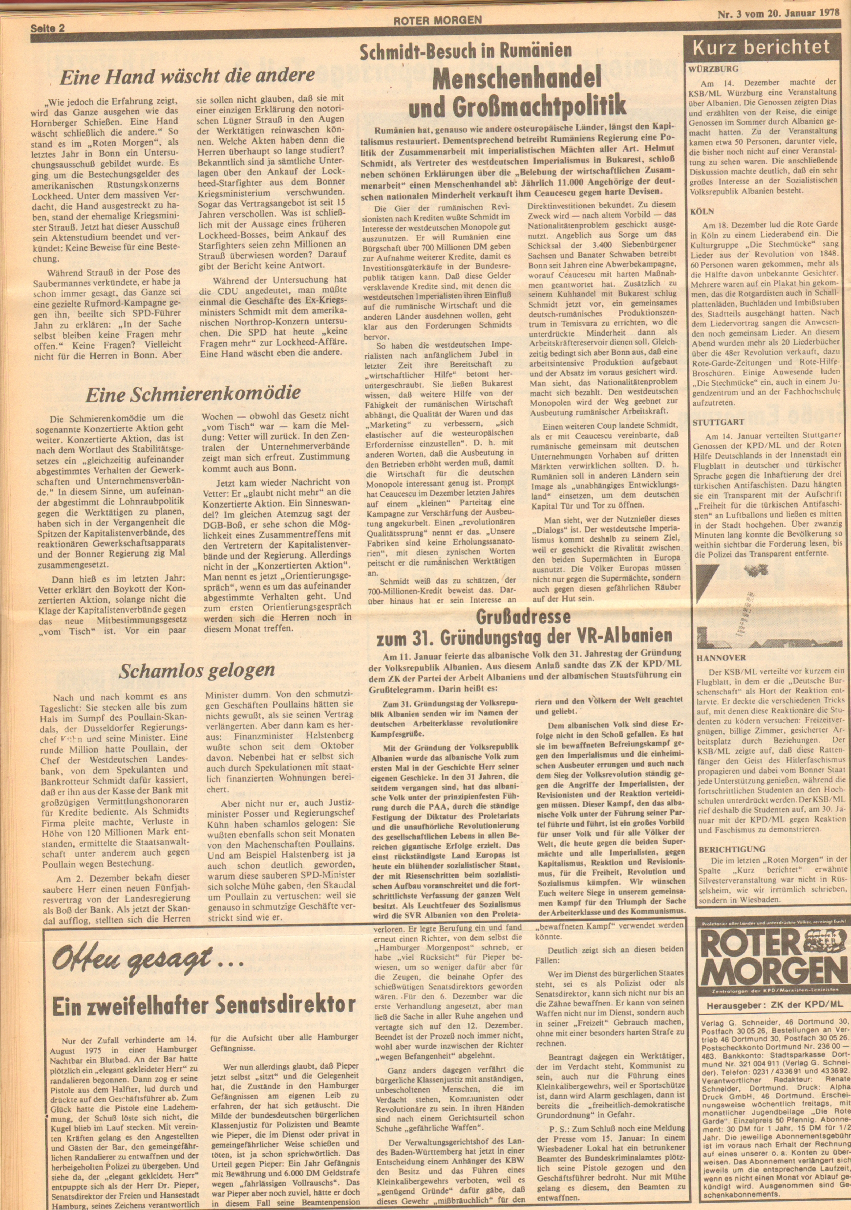 Roter Morgen, 12. Jg., 20. Januar 1978, Nr. 3, Seite 2