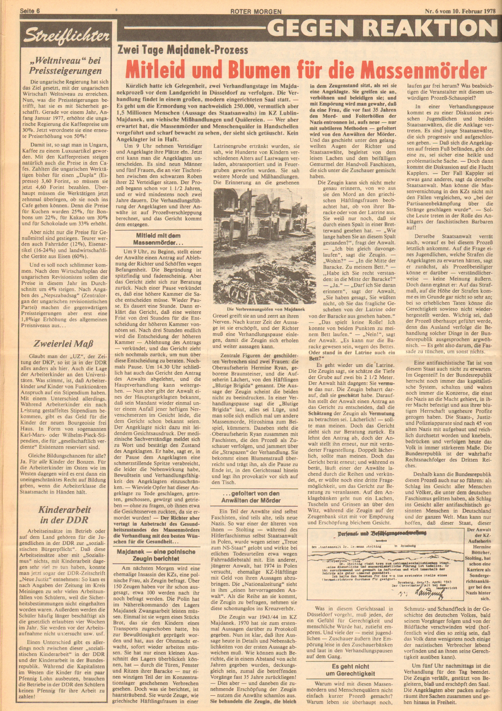 Roter Morgen, 12. Jg., 10. Februar 1978, Nr. 6, Seite 6