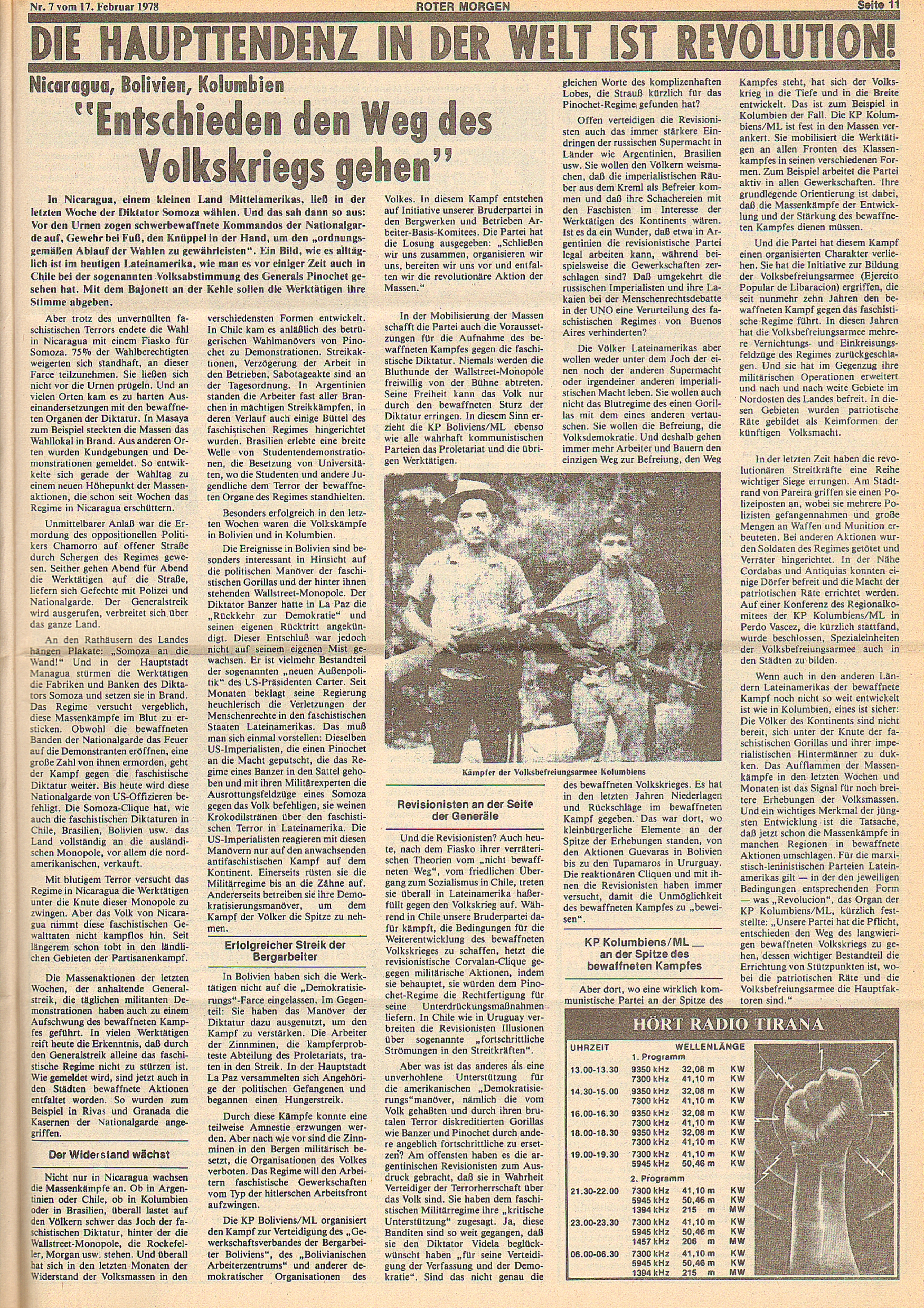 Roter Morgen, 12. Jg., 17. Februar 1978, Nr. 7, Seite 11