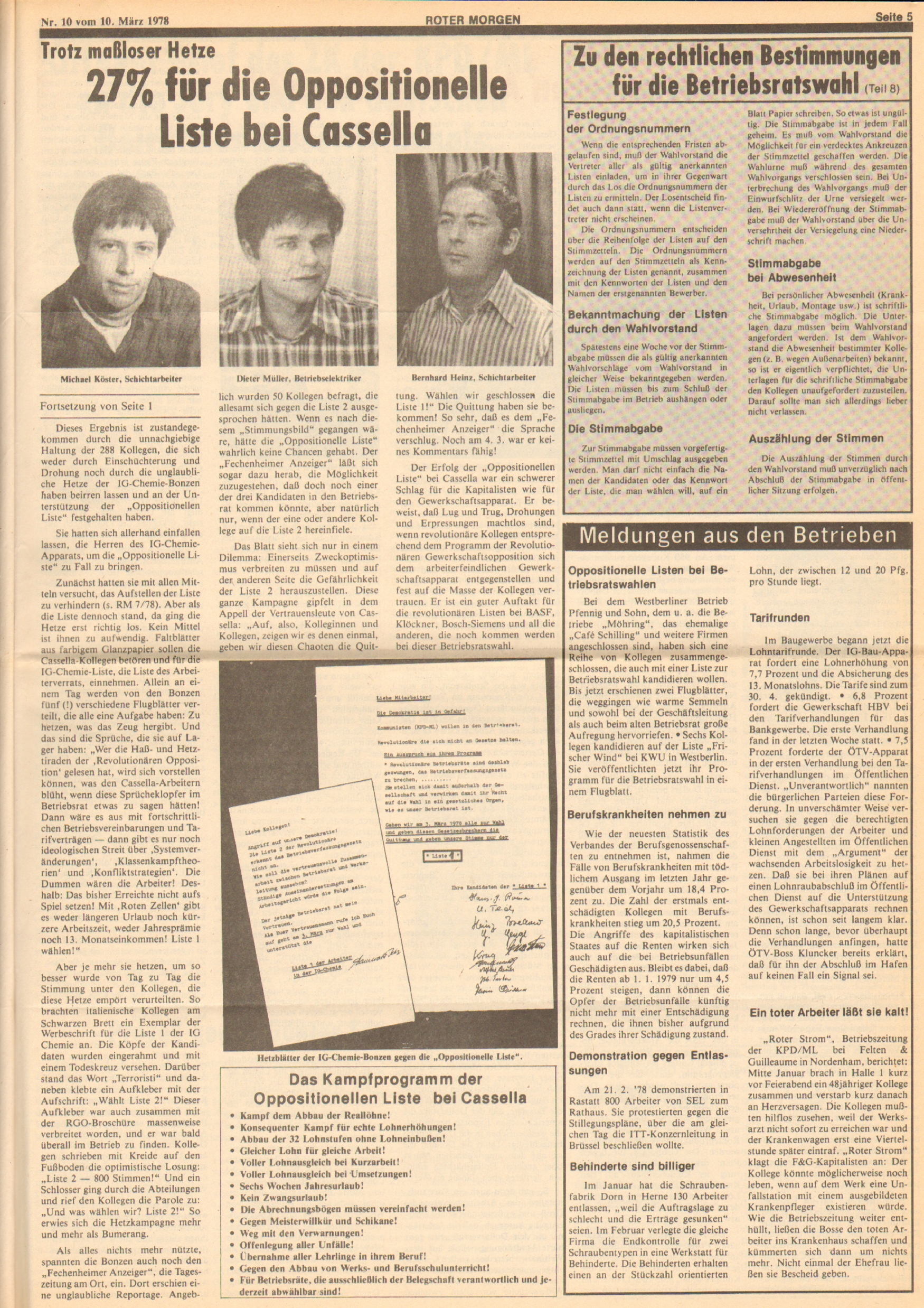 Roter Morgen, 12. Jg., 10. März 1978, Nr. 10, Seite 5