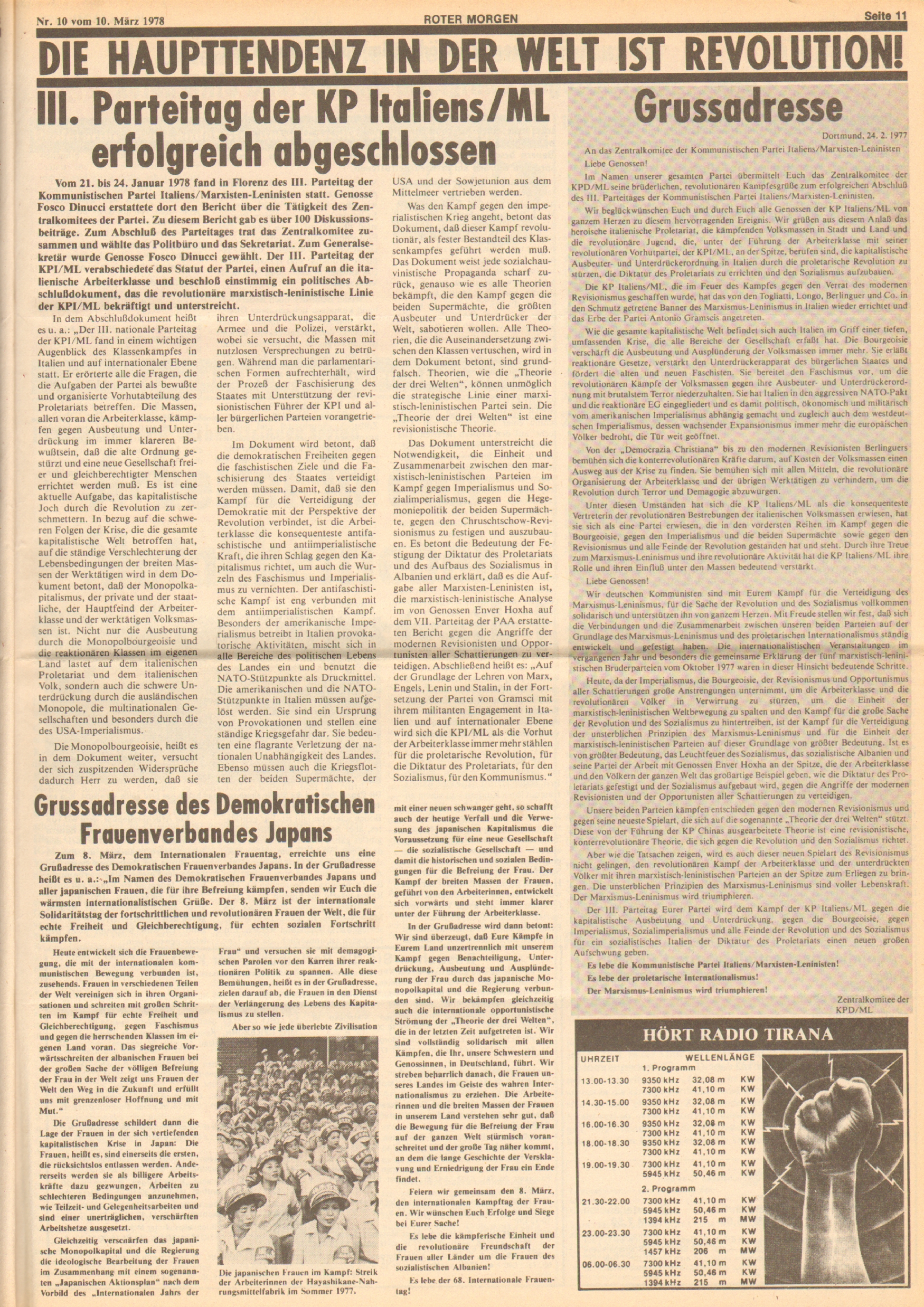 Roter Morgen, 12. Jg., 10. März 1978, Nr. 10, Seite 11