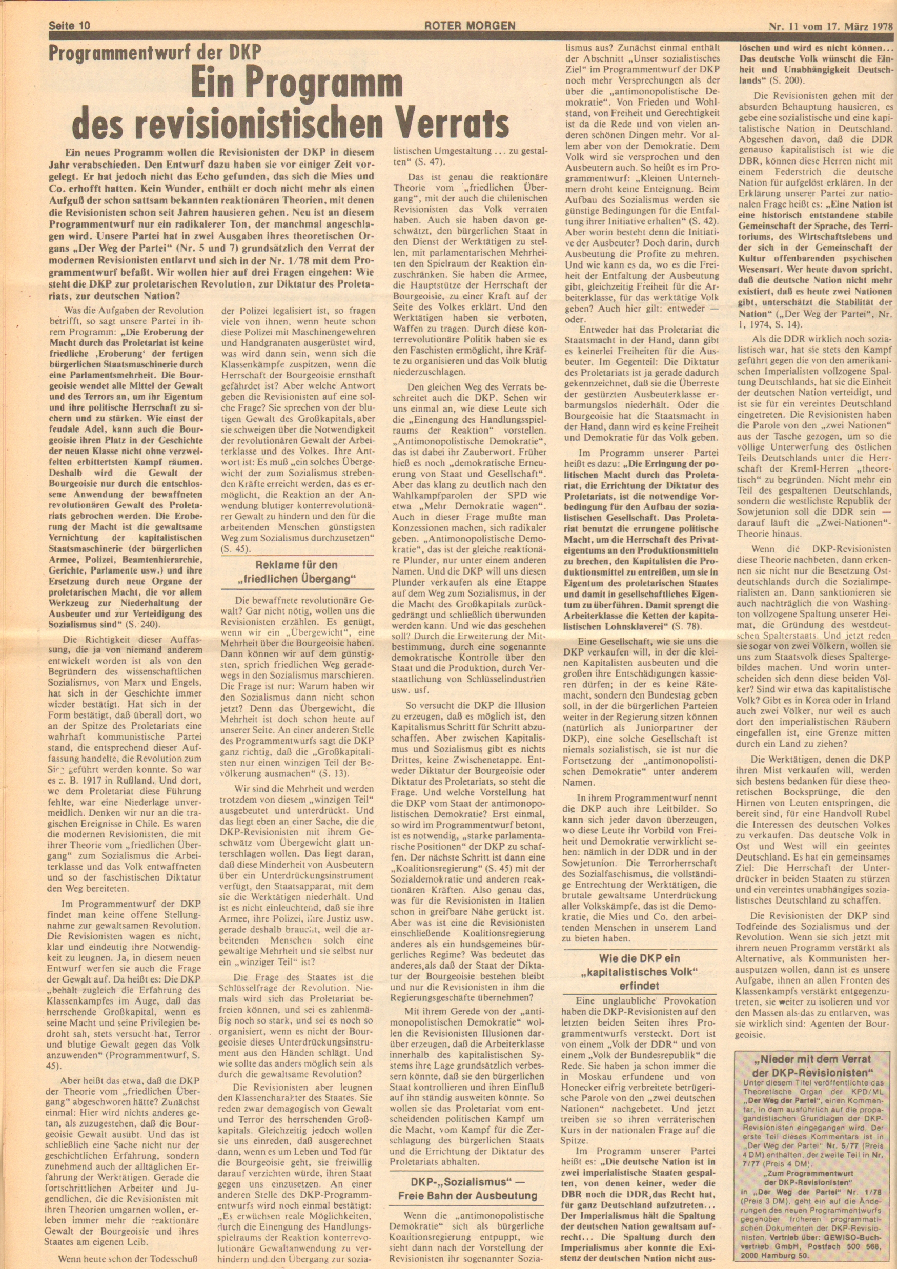Roter Morgen, 12. Jg., 17. März 1978, Nr. 11, Beilage, Seite 2
