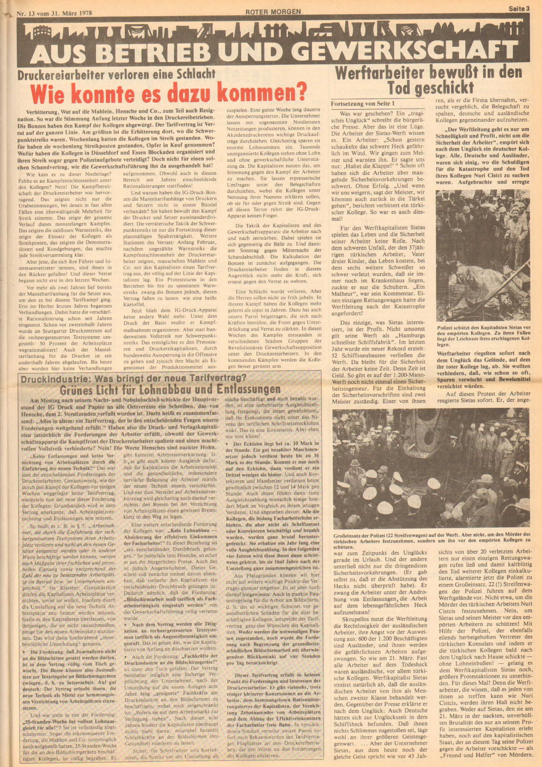 Roter Morgen, 12. Jg., 31. März 1978, Nr. 13, Seite 3