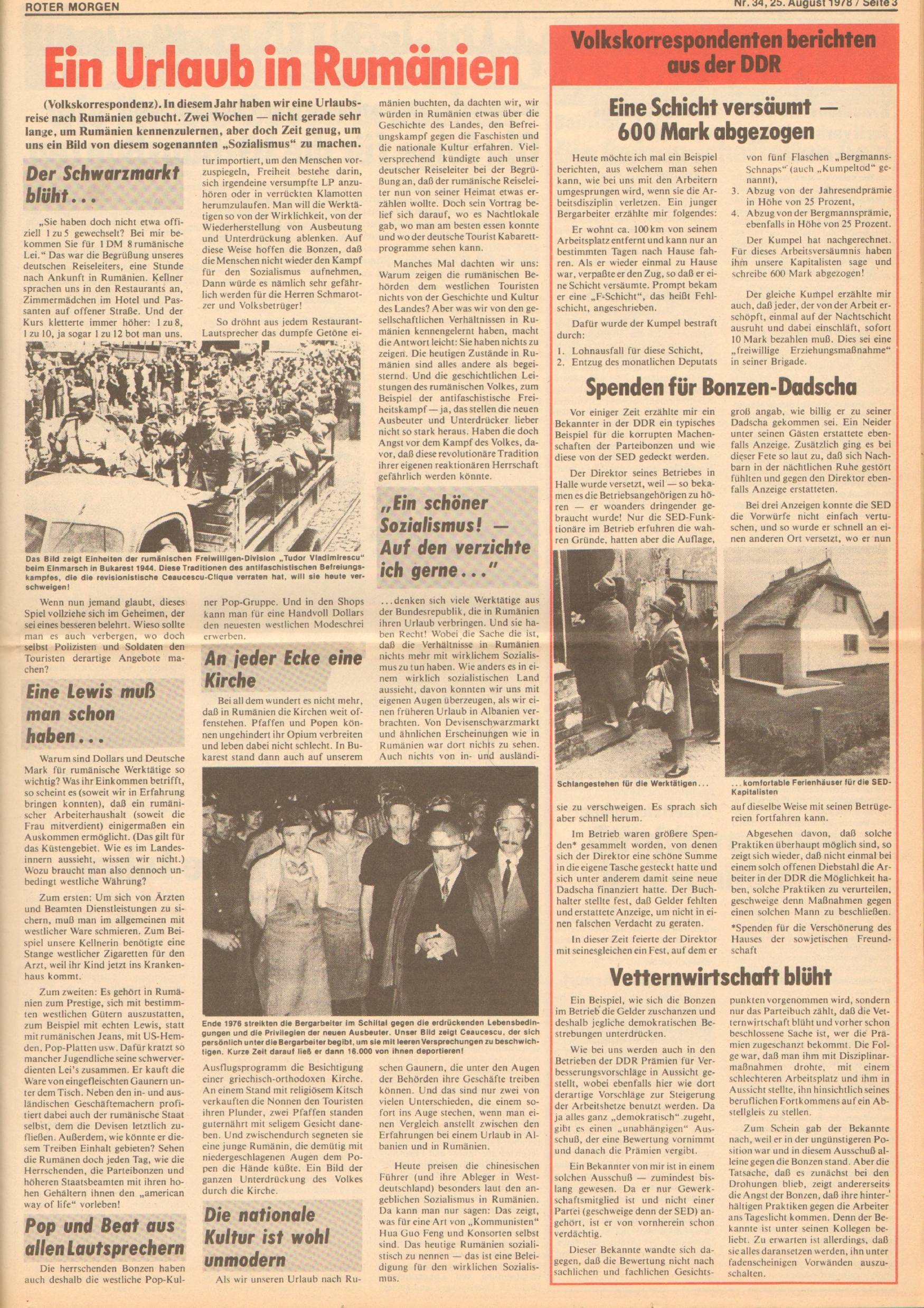 Roter Morgen, 12. Jg., 25. August 1978, Nr. 34, Seite 3