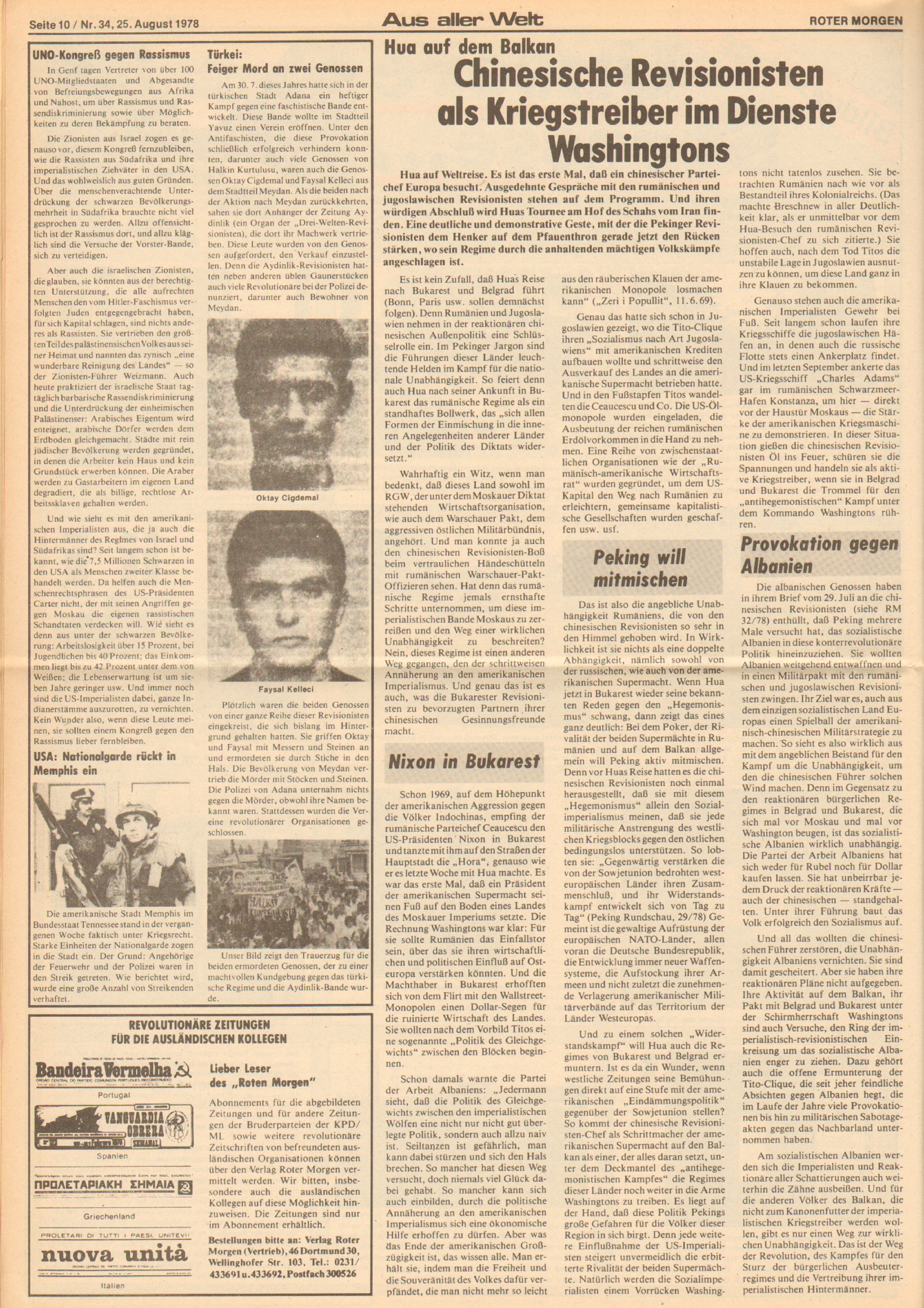 Roter Morgen, 12. Jg., 25. August 1978, Nr. 34, Seite 10